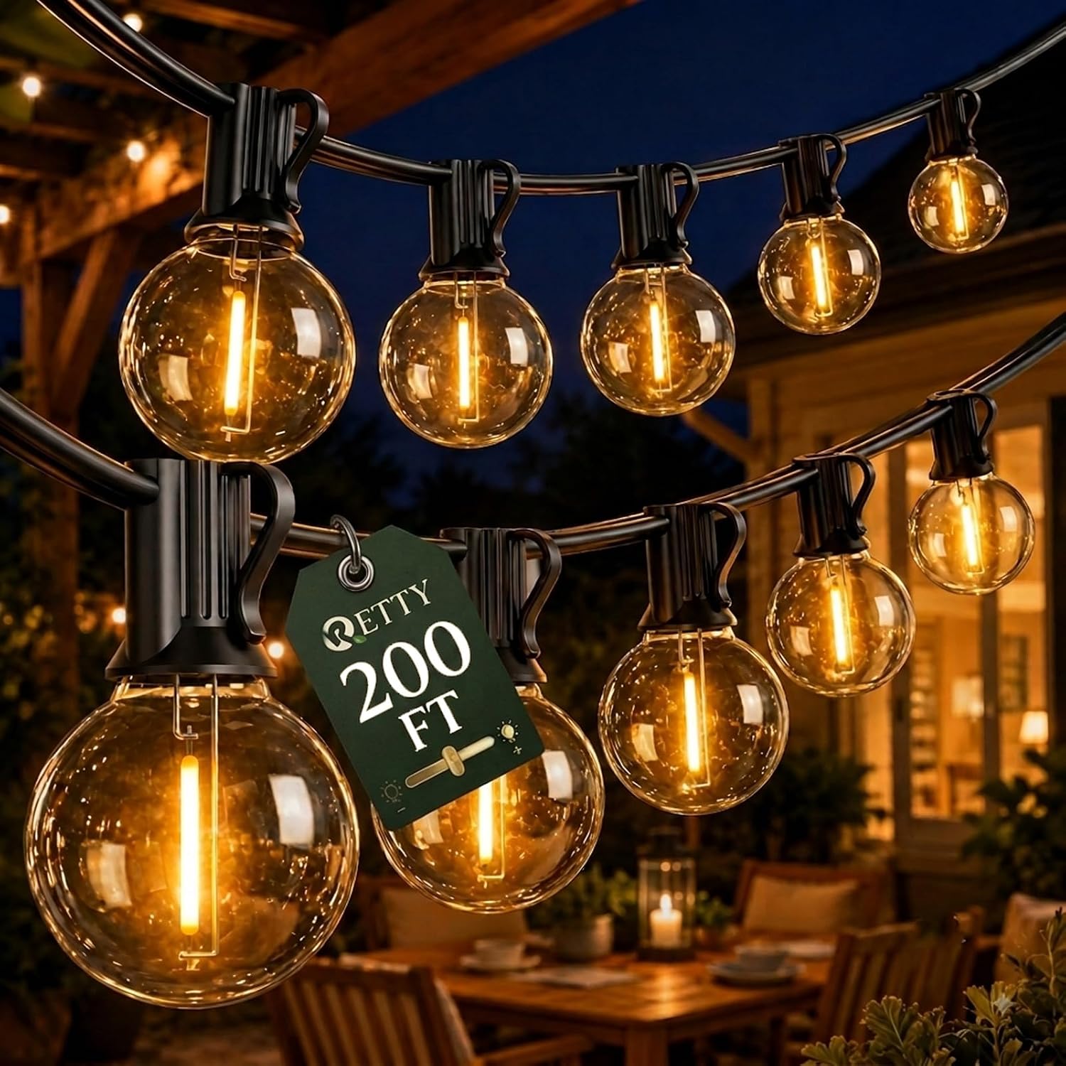Detalle de RTTY CMC-O501 200 ft G40 LED String Lights, Dimmable, 2700K Warm White