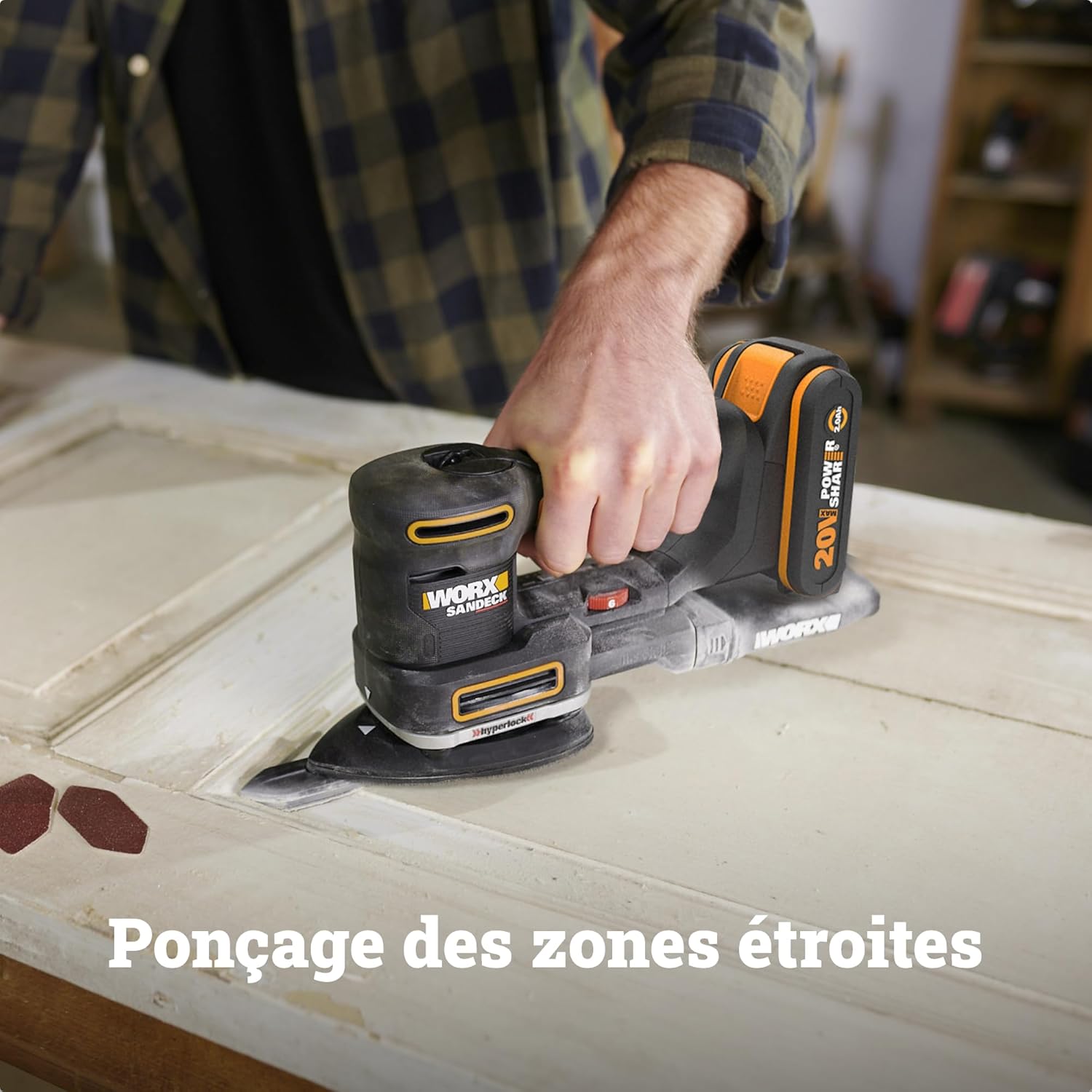 Thumbnail 5 de WORX Ponceuse Multifonction sans Fil 20V WX820.9 – 5 en 1, livré avec 5 bases et 15 abrasifs