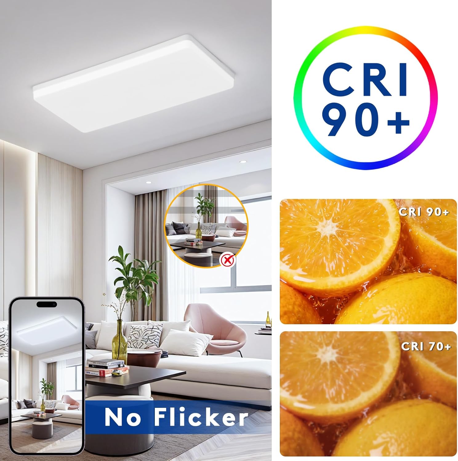 Thumbnail 4 de EASY EAGLE Deckenlampe LED 50x25 cm –Effiziente 50W Deckenleuchte mit 6800 lm, 6500 K, CRI ≥90