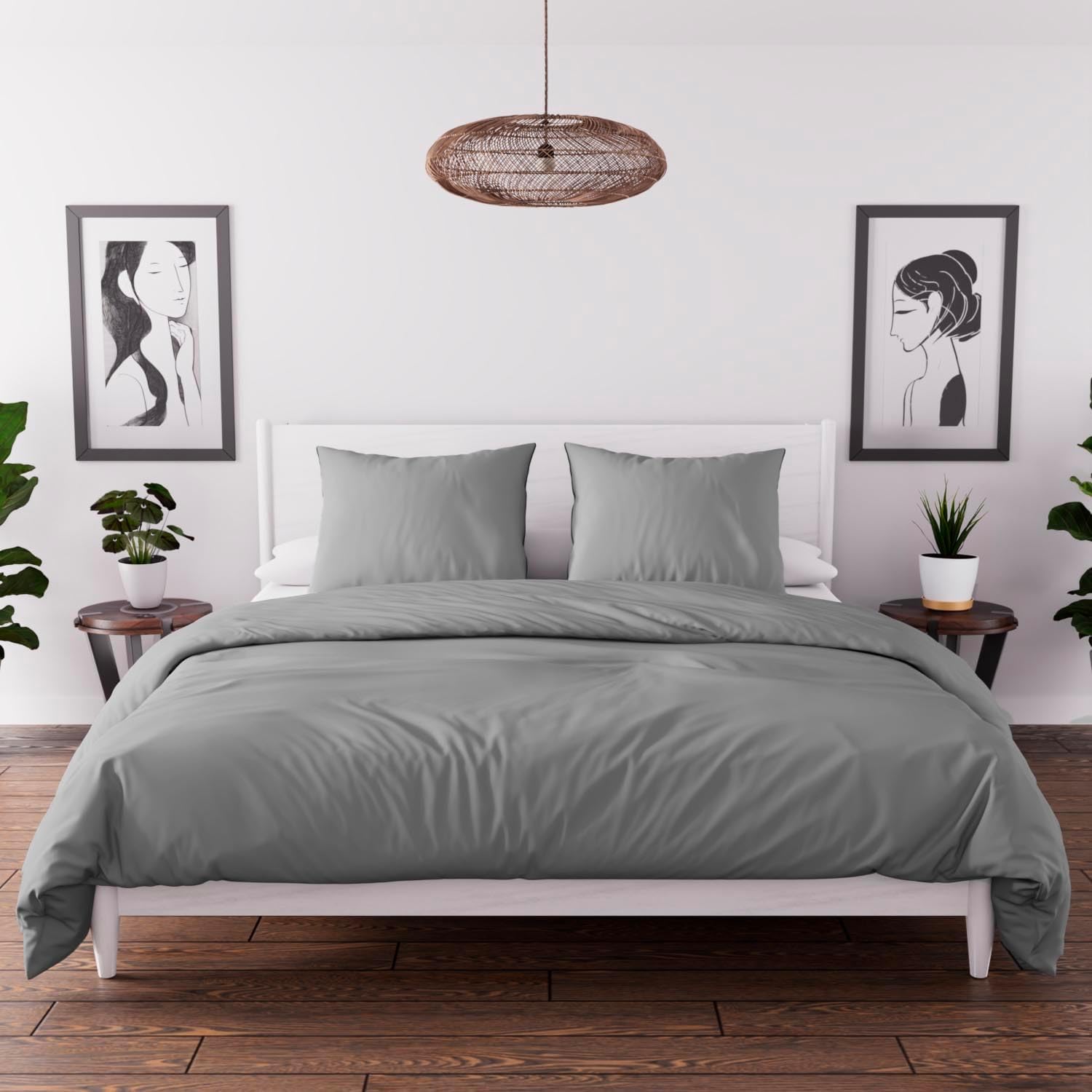 Thumbnail 1 de Soleil d'ocre – Ensemble Couette et Parure 7 Pièces Boheme Gris pour lit 160x200 cm