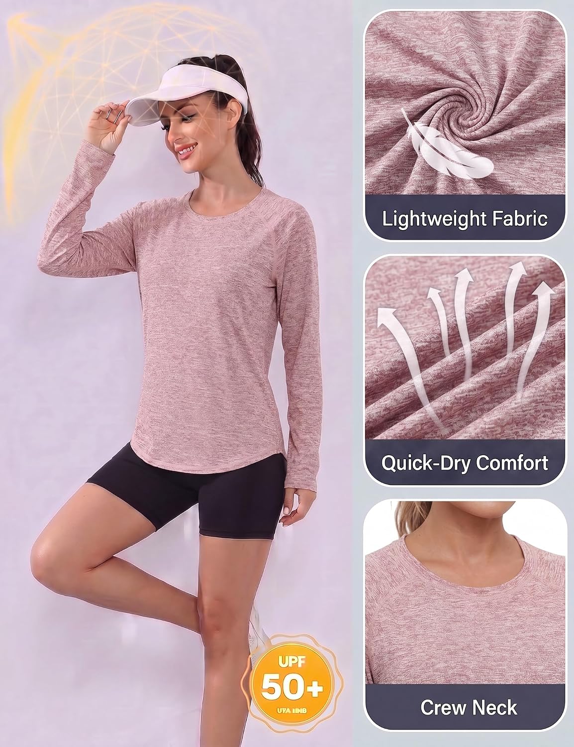 Detalle de Gyabnw Sport Damen-Langarmshirt aus Funktionsstoff: atmungsaktiv, schnell trocknend & mit Mesh am Rücken