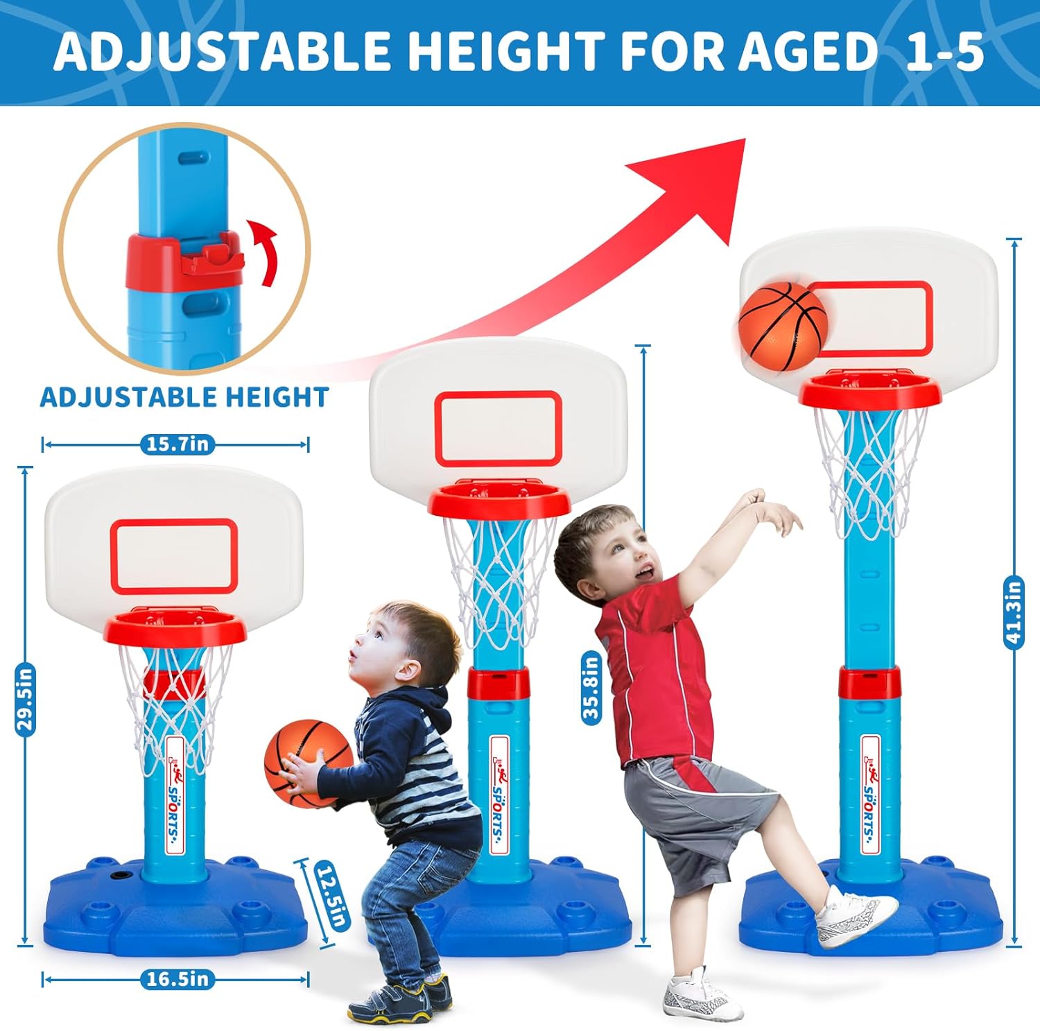 Thumbnail 1 de Toddler Adjustable Basketball Hoop 29.5–41.3 in