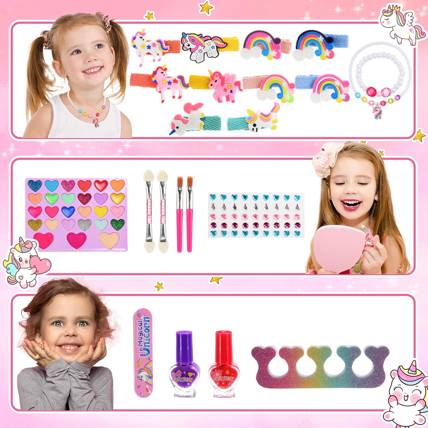 Detalle de Unicorno Trucchi Bambina 3–9 anni: kit trucco lavabile con astuccio unicorno