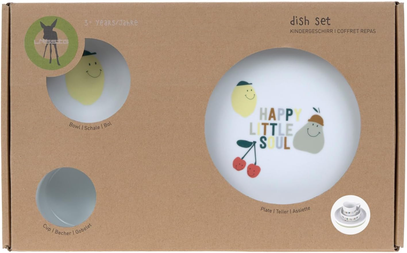 Thumbnail 2 de LÄSSIG Happy Fruits Kindergeschirr-Set aus Porzellan (Teller, Schüssel & Tasse) mit Silikonring