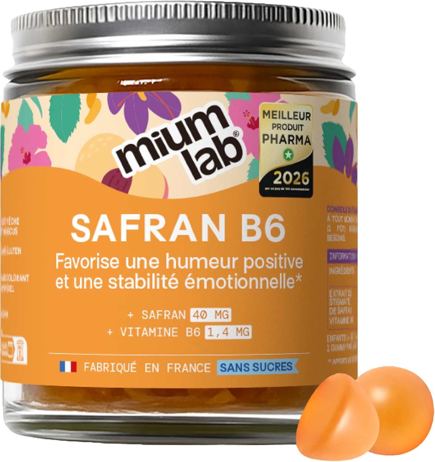 Thumbnail 6 de Mium Lab Gummies Safran & Vitamine B6 (40 mg) sans sucres — enfants dès 4 ans et adultes