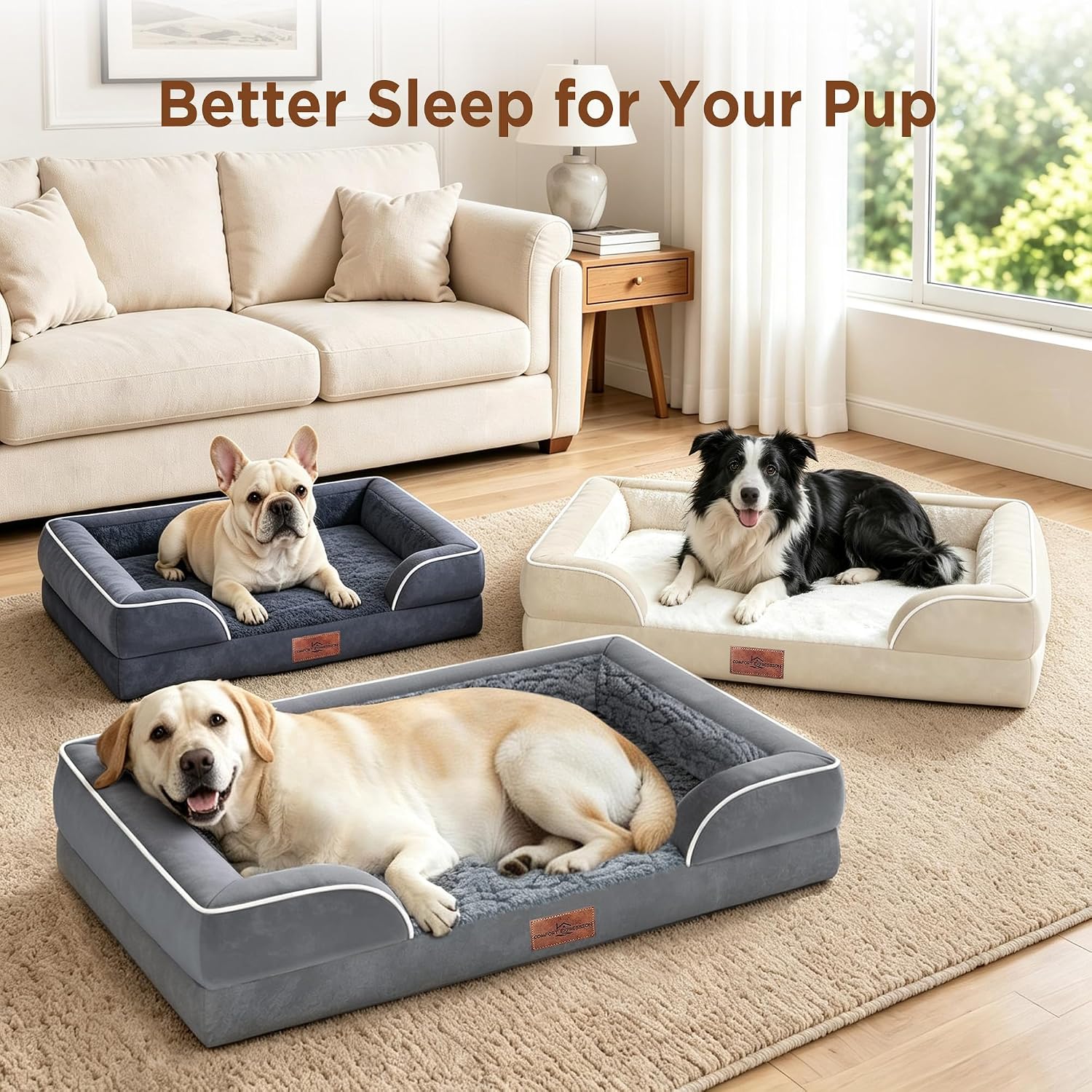 Thumbnail 6 de Comfort Expression Orthopedic Dog Bed for XXL Dogs (53x42In) with Bolster and Waterproof Cover