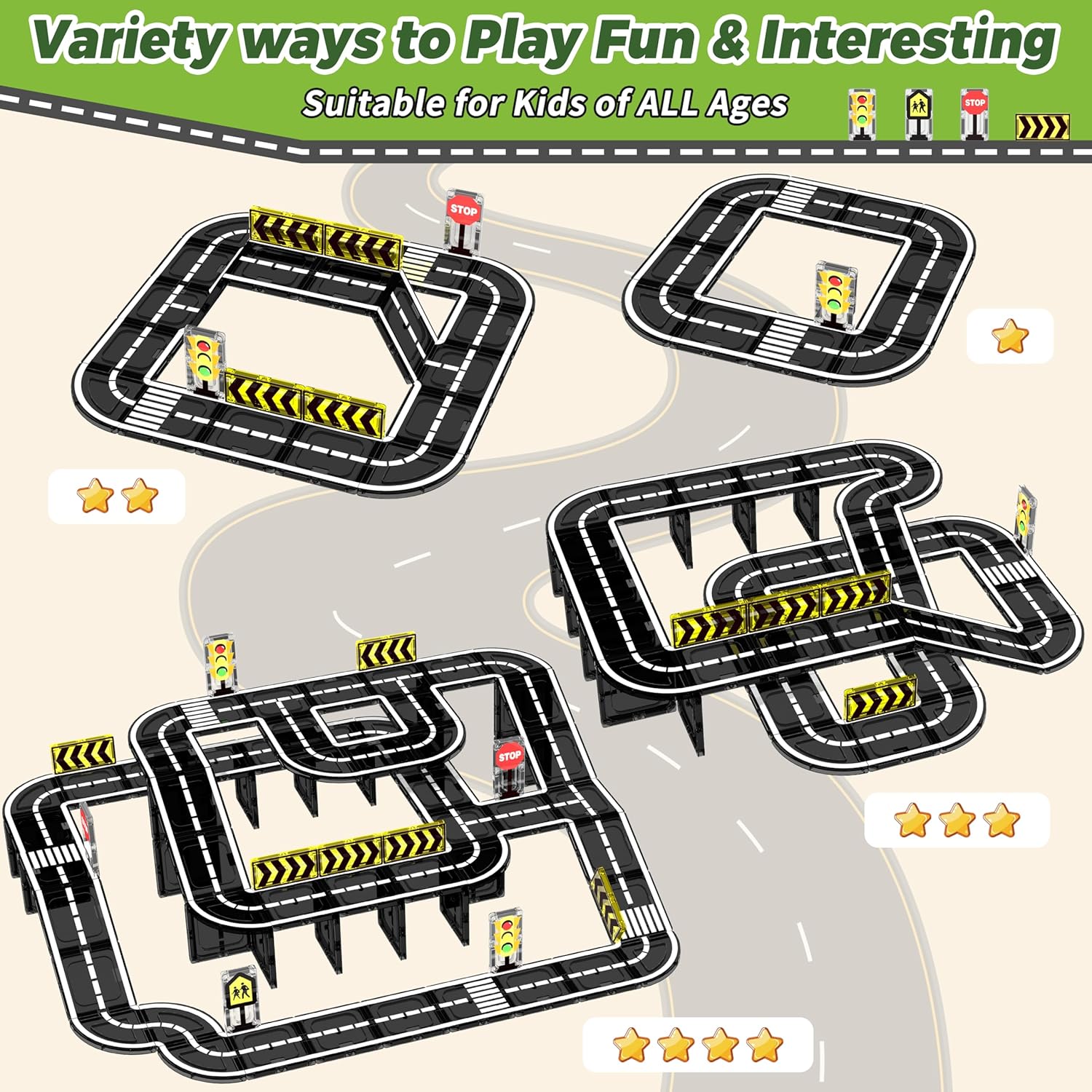 Thumbnail 1 de Goodtiles Magnetic Tiles Road Expansion Set 🚂