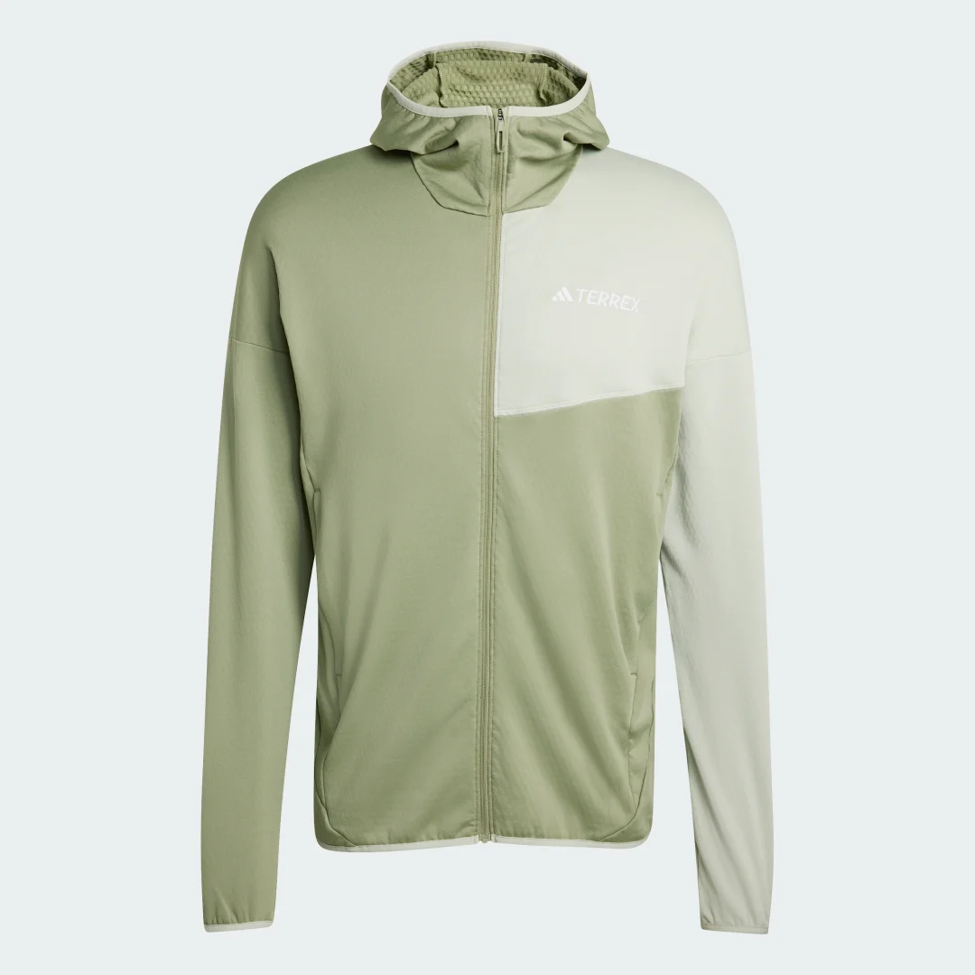 Detalle 2 de Adidas Terrex Xperior CLIMAWARM: Chaqueta de felpa fina con capucha (verde)