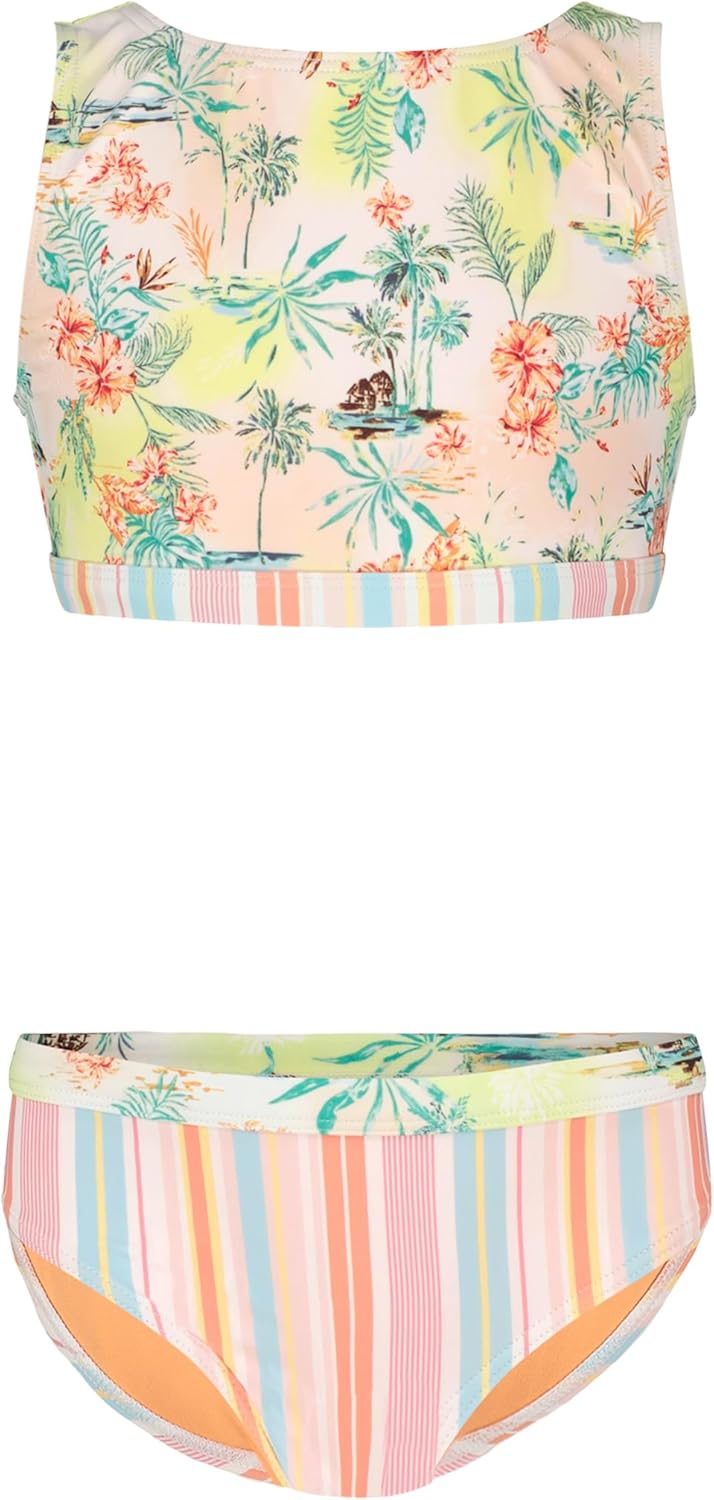 Detalle de Roxy Girls' Two-Piece Bikini Swimsuit Set with UPF 50+ Sun Protection
