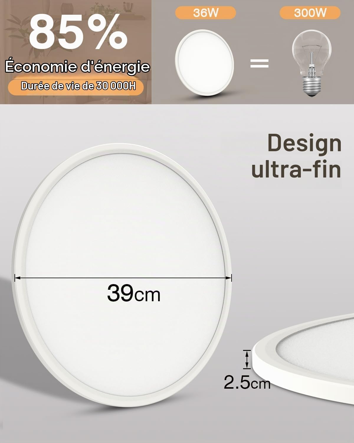 Detalle de Bowfar led-plafondlamp 39 cm, 36 W, dimbaar met afstandsbediening