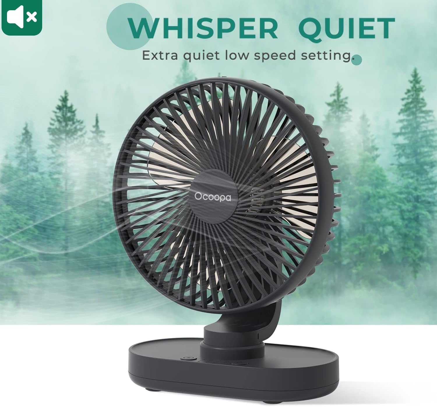 Detalle 2 de OCOOPA Ventilatore da Tavolo USB Silenzioso con Oscillazione e Batteria 4000 mAh