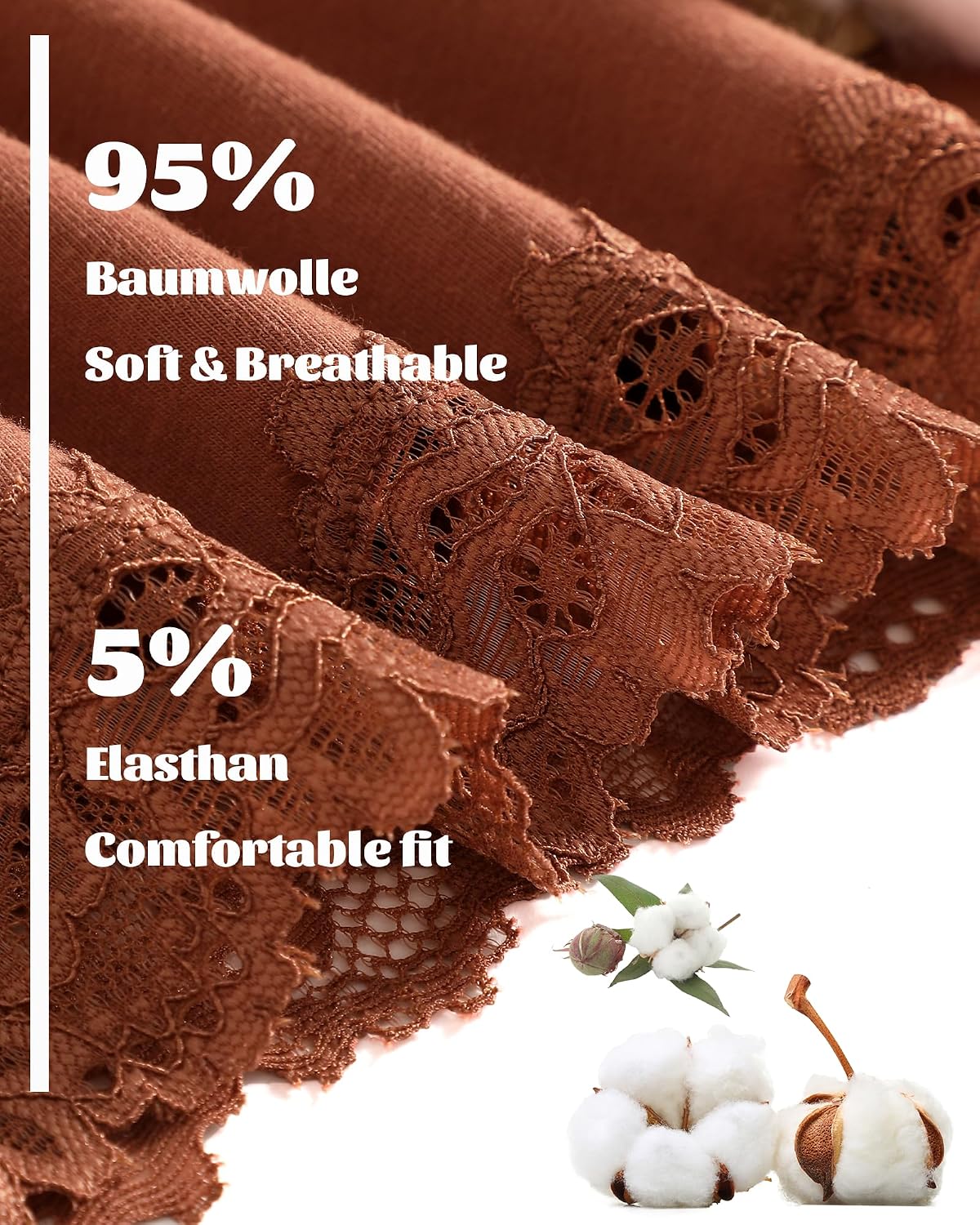 Detalle 1 de ALL OF SHE Mutande Brasiliana Cotone 5 pezzi