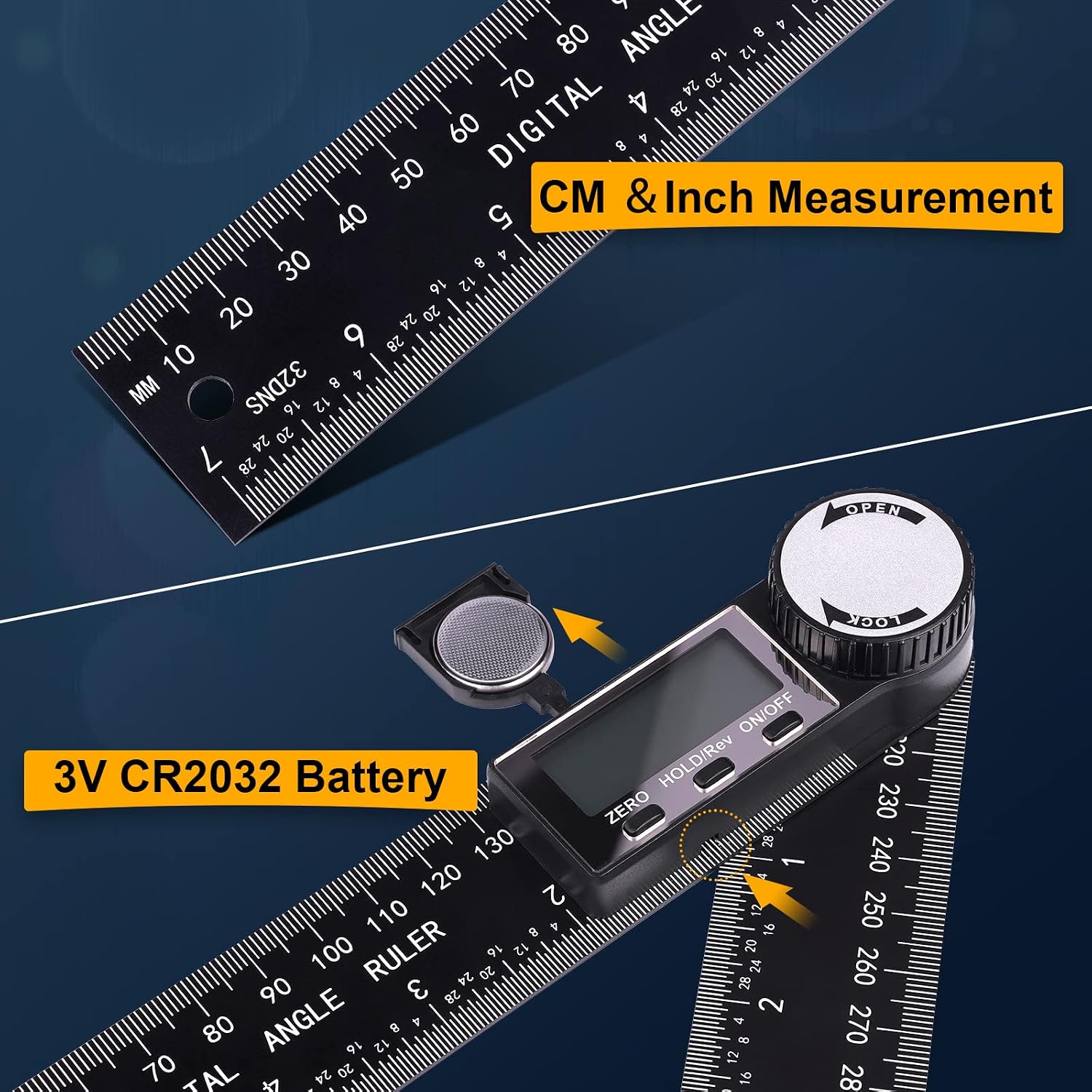 Thumbnail 5 de Digital Angle Finder Protractor with LCD Display – 0.1° Accuracy, 0–999.9° Range