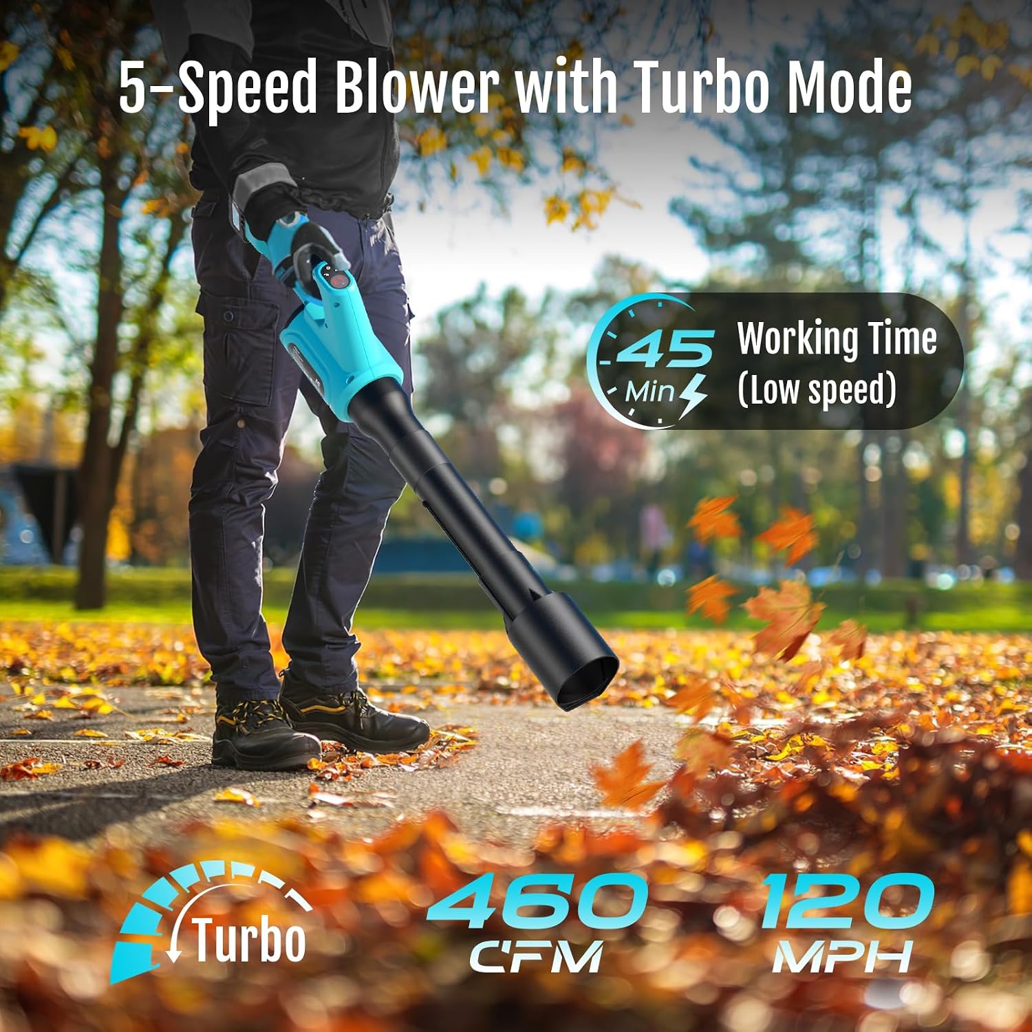 Detalle de YARDCARE cordless leaf blower with 4.0 Ah battery