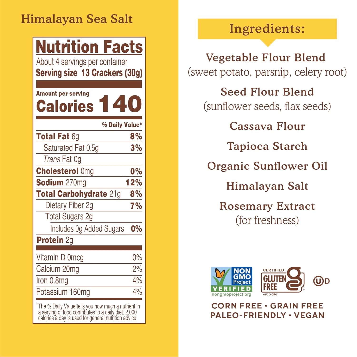 Detalle 2 de Simple Mills Veggie Pita Crackers with Himalayan Salt, Gluten-Free and Vegan