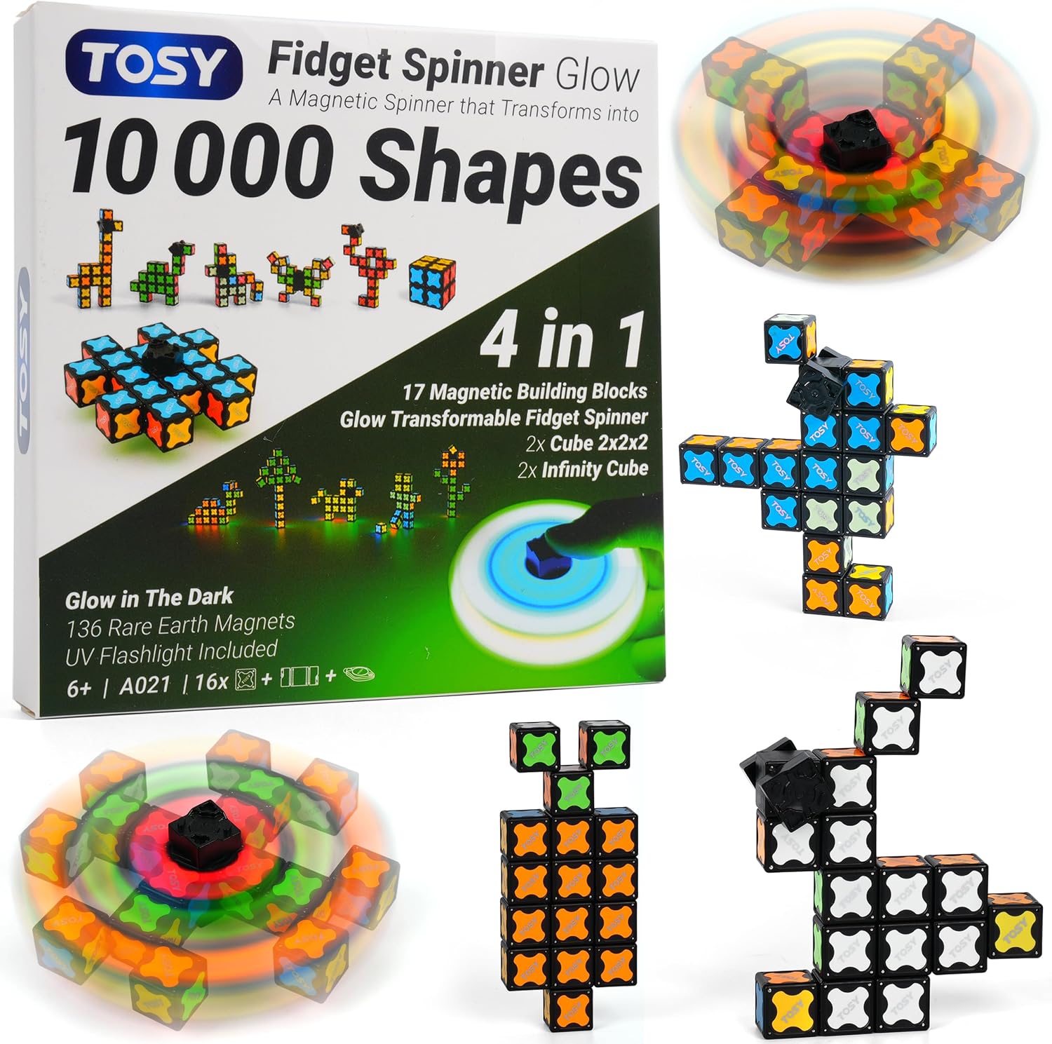 Detalle de TOSY Fidget Spinner Glow 16 Teile ⚙