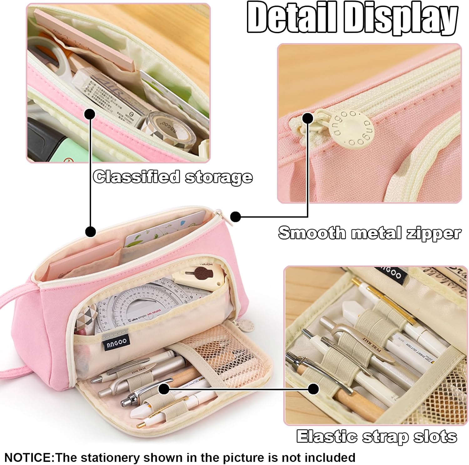 Thumbnail 2 de ONCCI Pencil Case for Girls: Large Capacity 3-Compartment Design