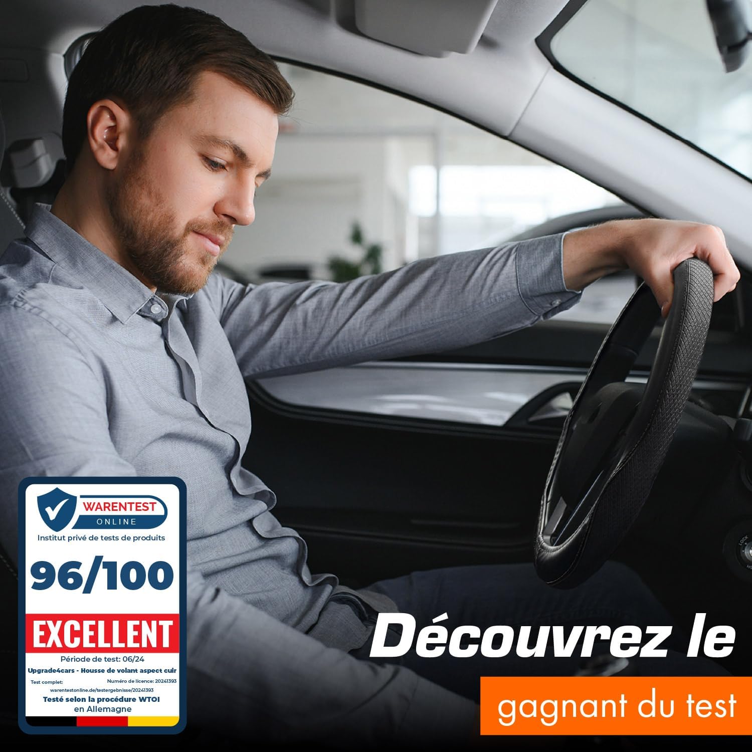 Thumbnail 4 de Upgrade4cars Couvre Volant Forme D 37-38 cm