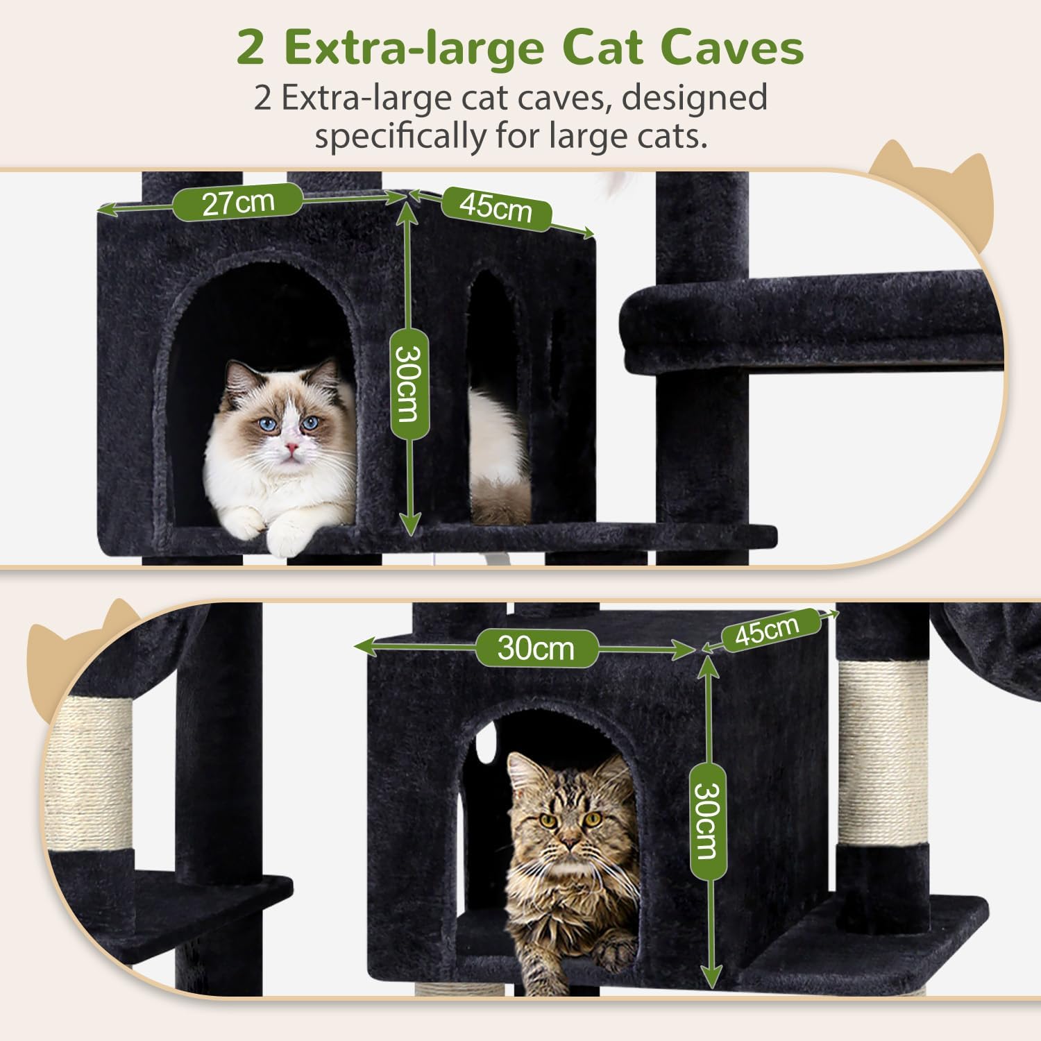 Detalle de Globlazer F74F 74-Inch Cat Tree with 8 Sisal Posts and 2 Condos
