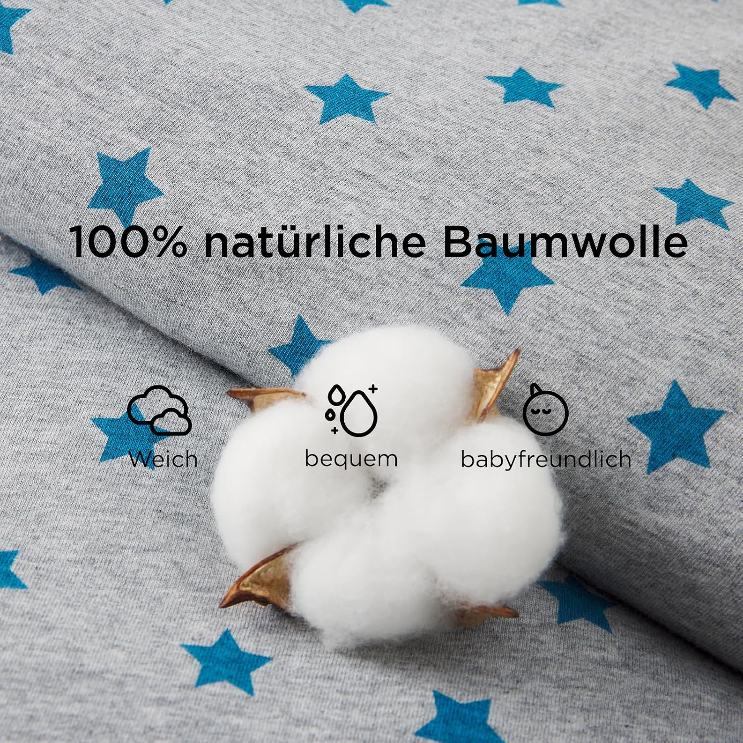 Detalle de Duomiaomiao Baby Schlafsack mit Füßen – 100% Baumwolle, TOG 2.5, 65–95 cm