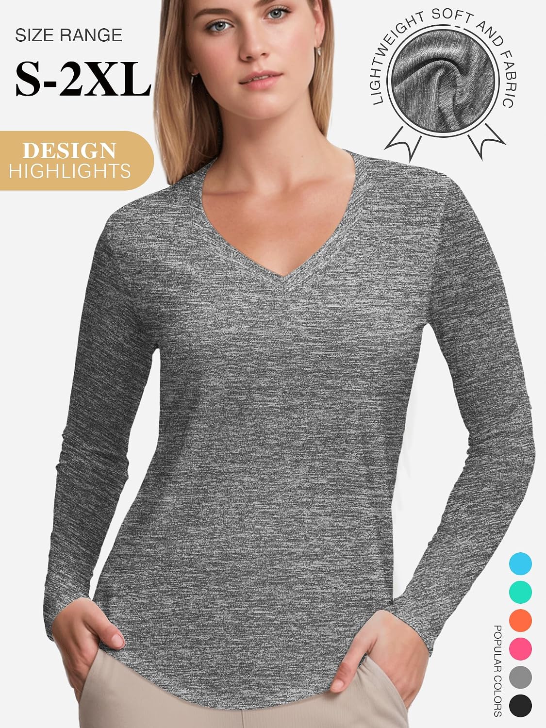 Thumbnail 2 de Sportshirt Damen Kurzarm V-Ausschnitt UPF 50+ – 5er-Pack, atmungsaktiv und flexibel
