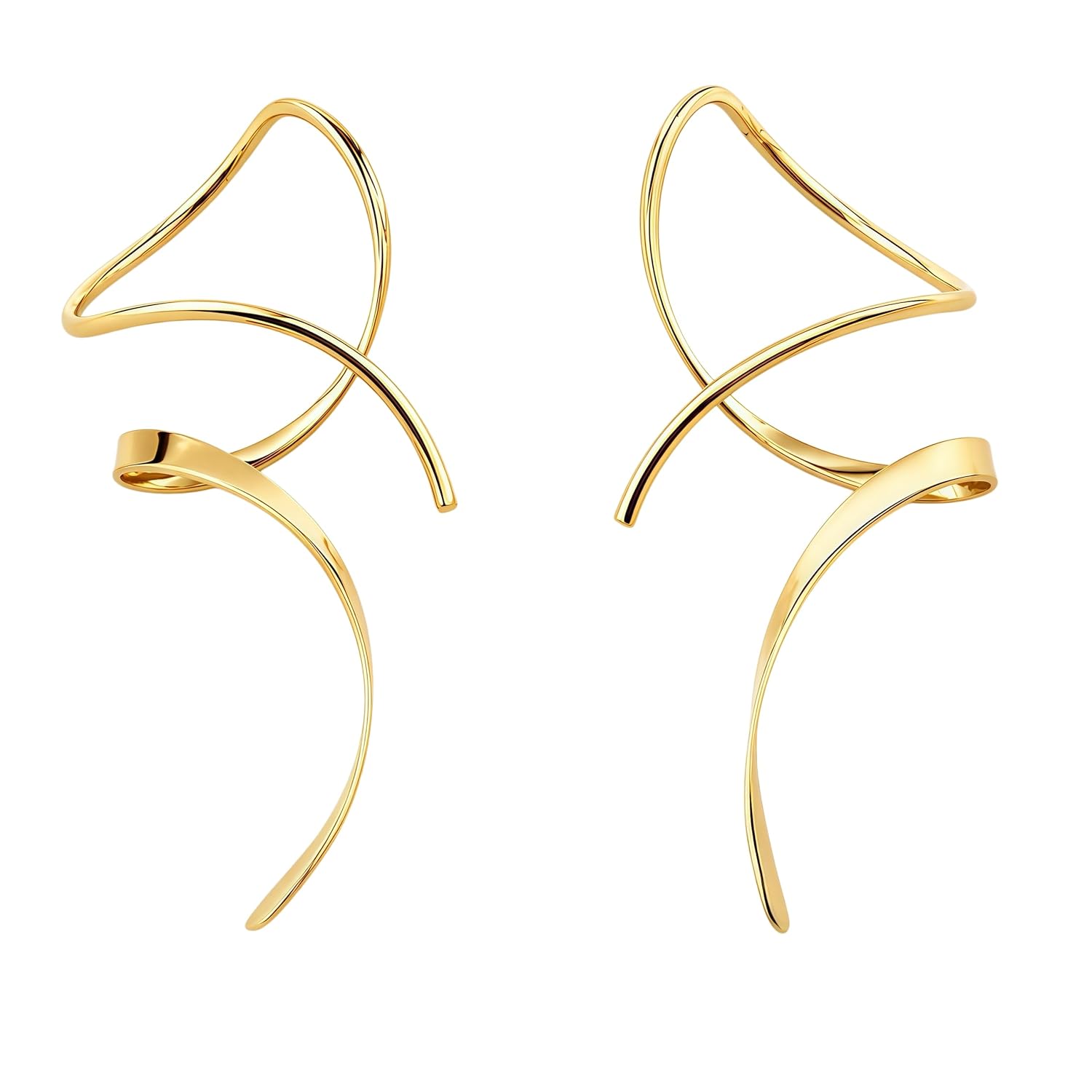 Detalle de Spiraldraht-Ohrringe für Frauen · 14 Karat Gold, handgebogen