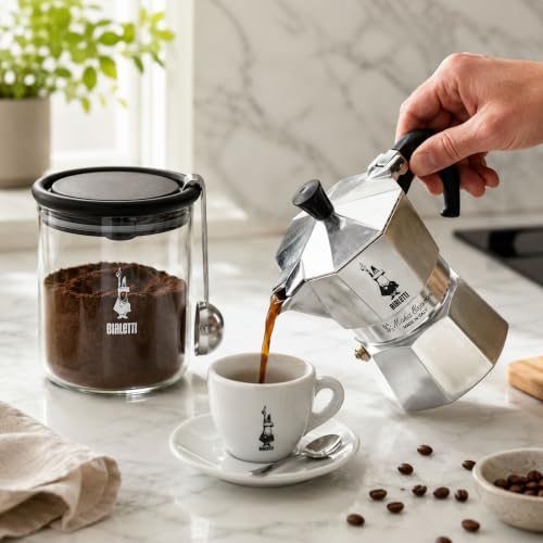 Detalle 2 de Bialetti Barattolo Moka in Vetro con Tappo Ermetico e Cucchiaio Dosacaffè – 250 g
