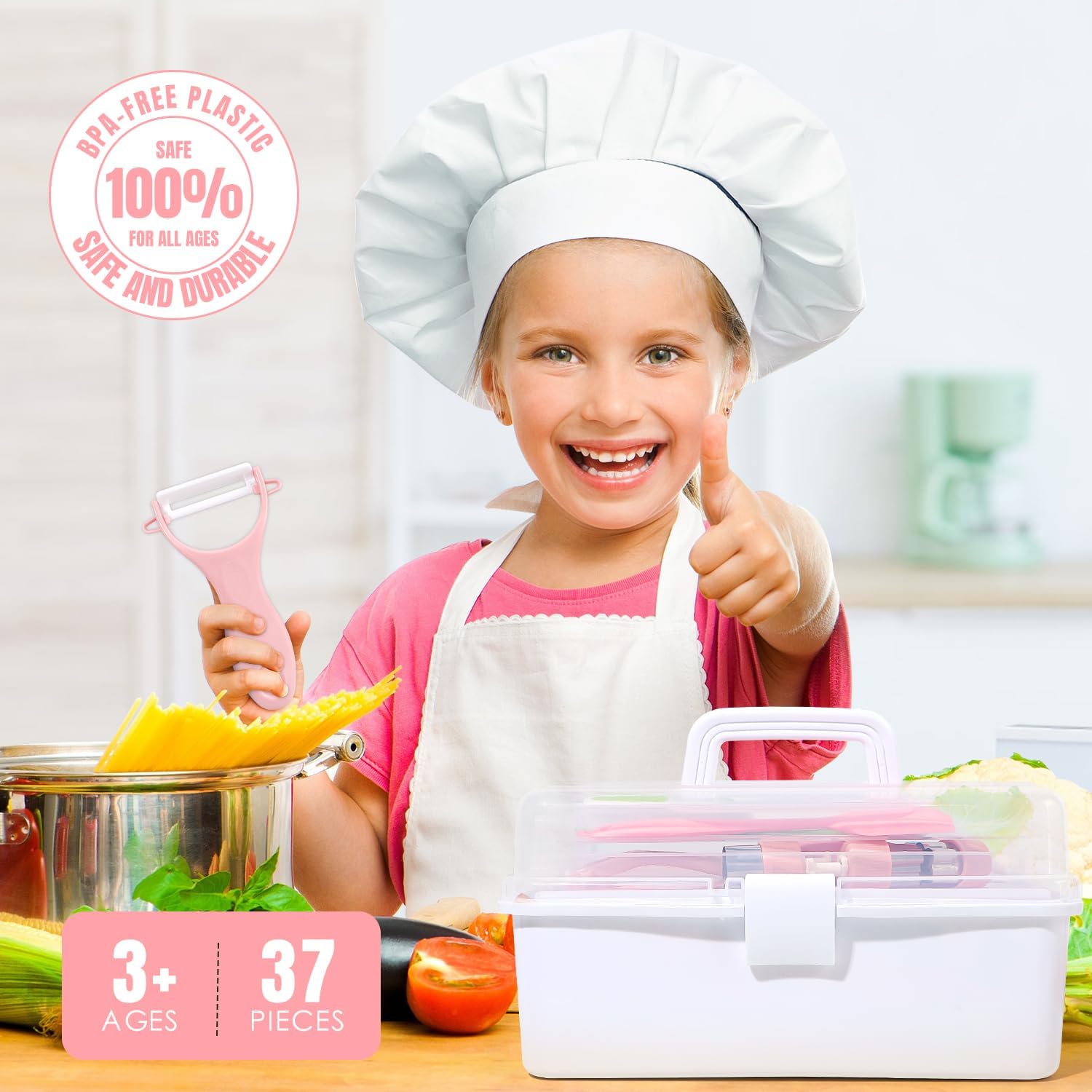 Thumbnail 6 de 37PCS Kids Cooking Set Real: Safe, Beginner Kitchen Kit for Ages 3–8