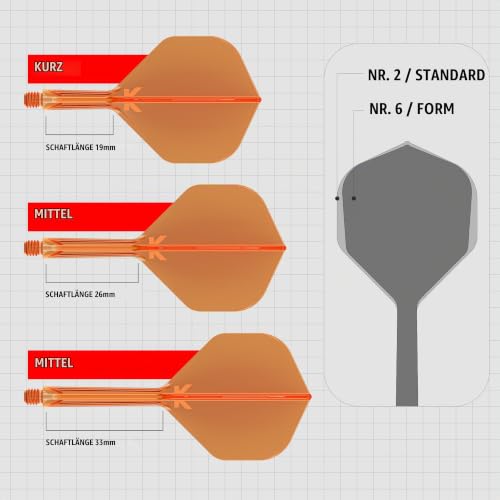 Detalle de Target Darts K Flex Integrated Flight & Shaft Nr. 2 Orange – 3er-Pack