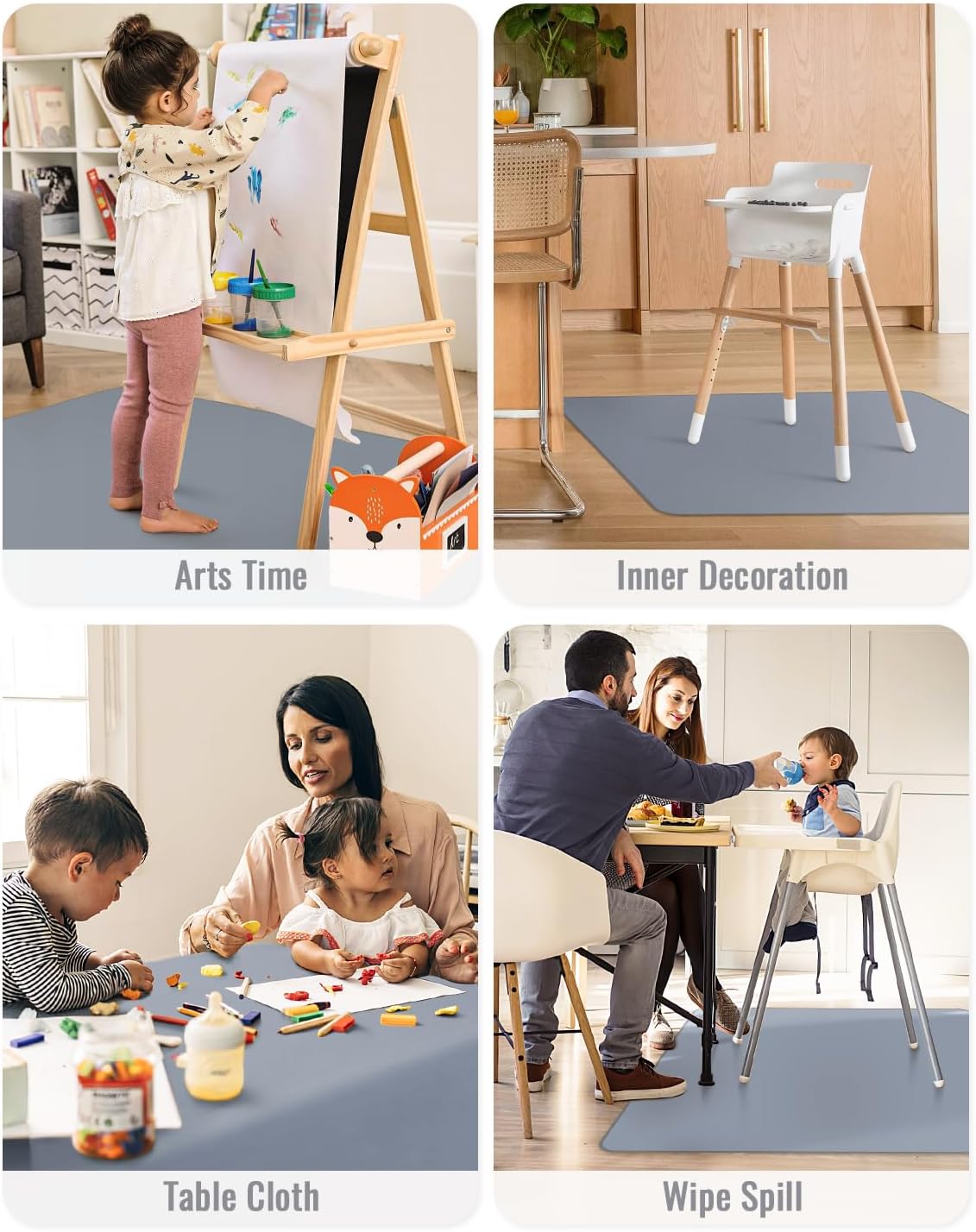 Thumbnail 6 de Blissful Diary Baby Splat Mat for Under High Chair (wipeable, waterproof, anti-slip) in Grey