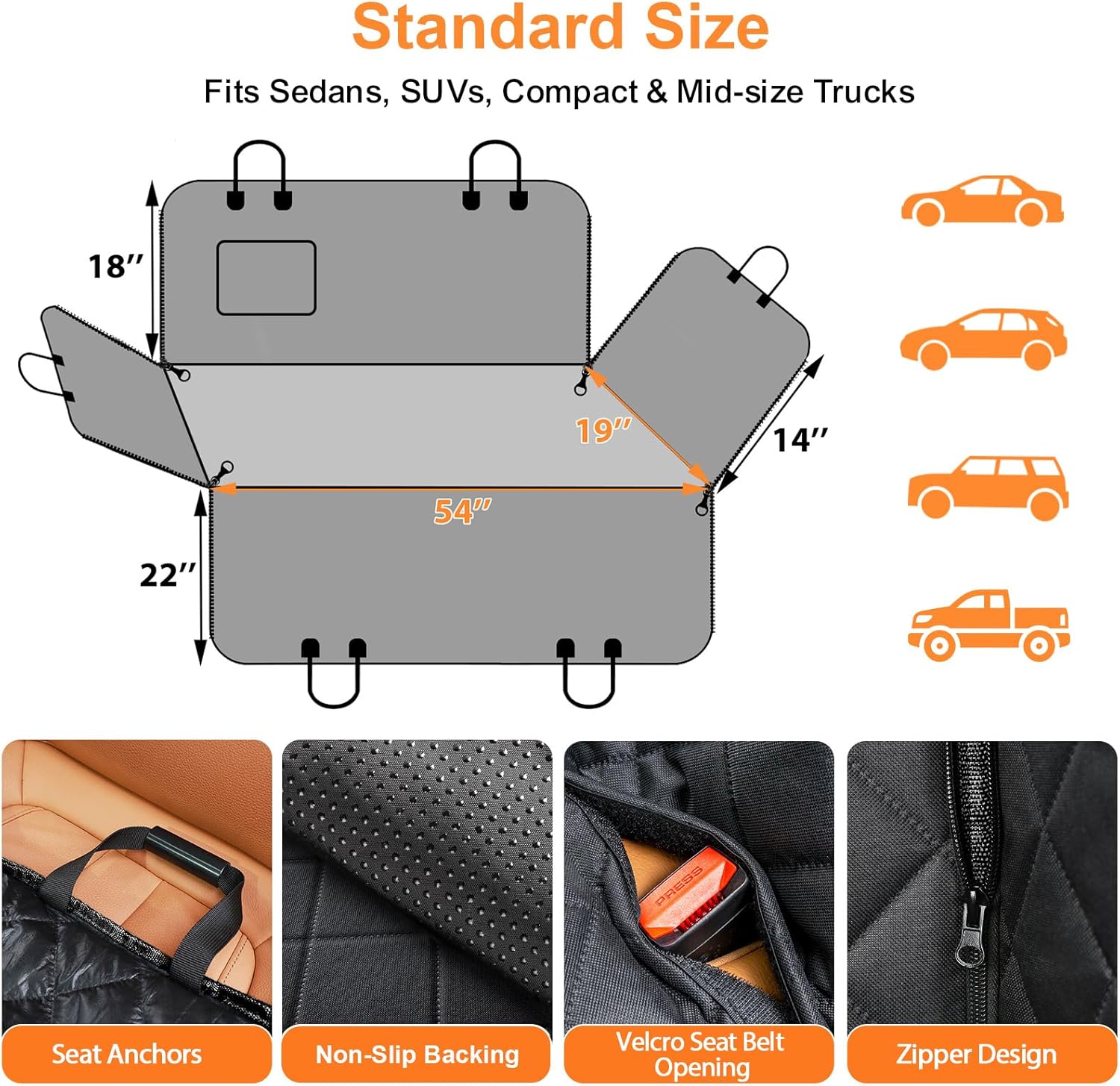 Thumbnail 5 de URPOWER Dog Car Seat Cover 54in