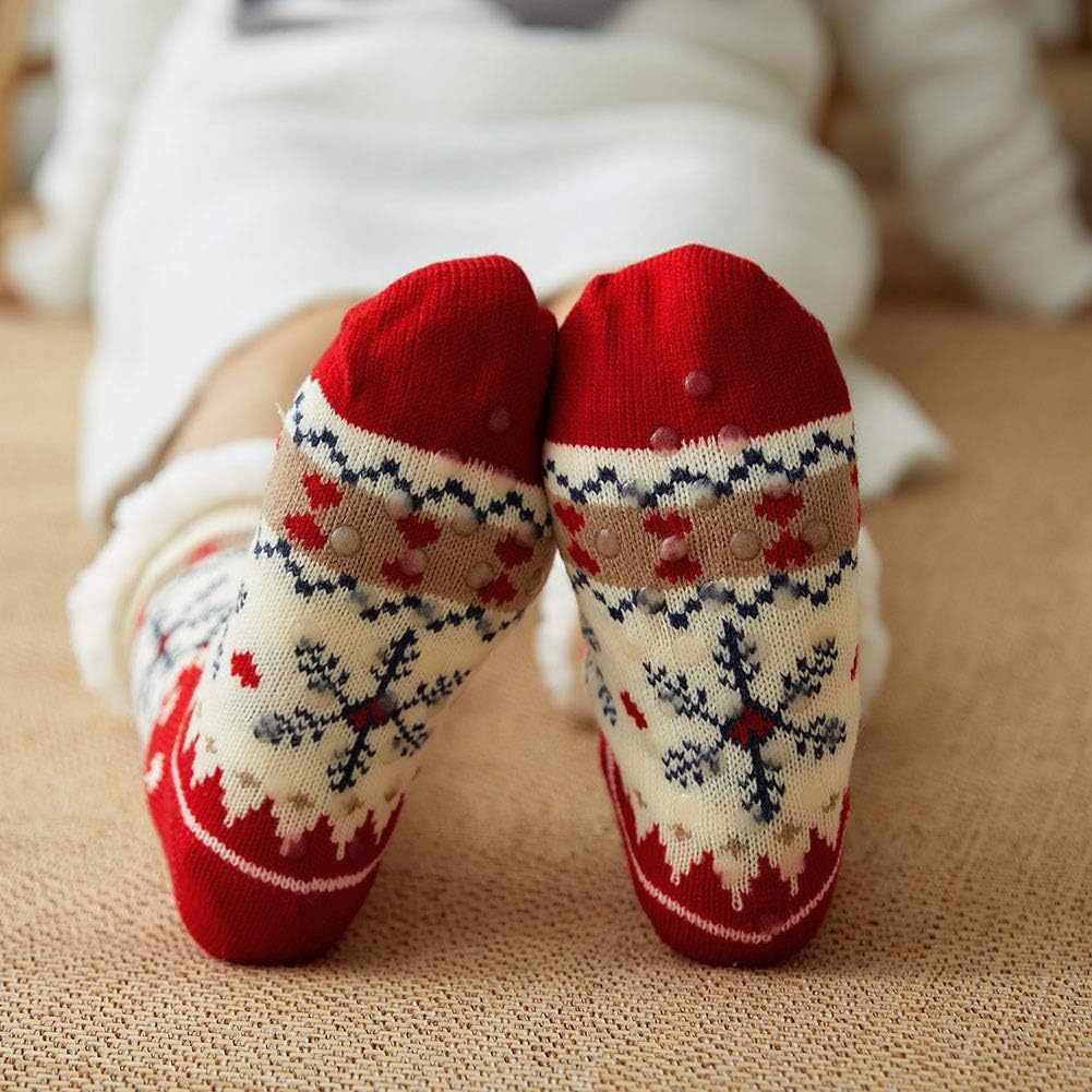 Detalle de LOFIR Chaussettes Chaussons Femme Chauds pour l’Hiver – Antidérapants, Motifs Animaux, Taille 35-41