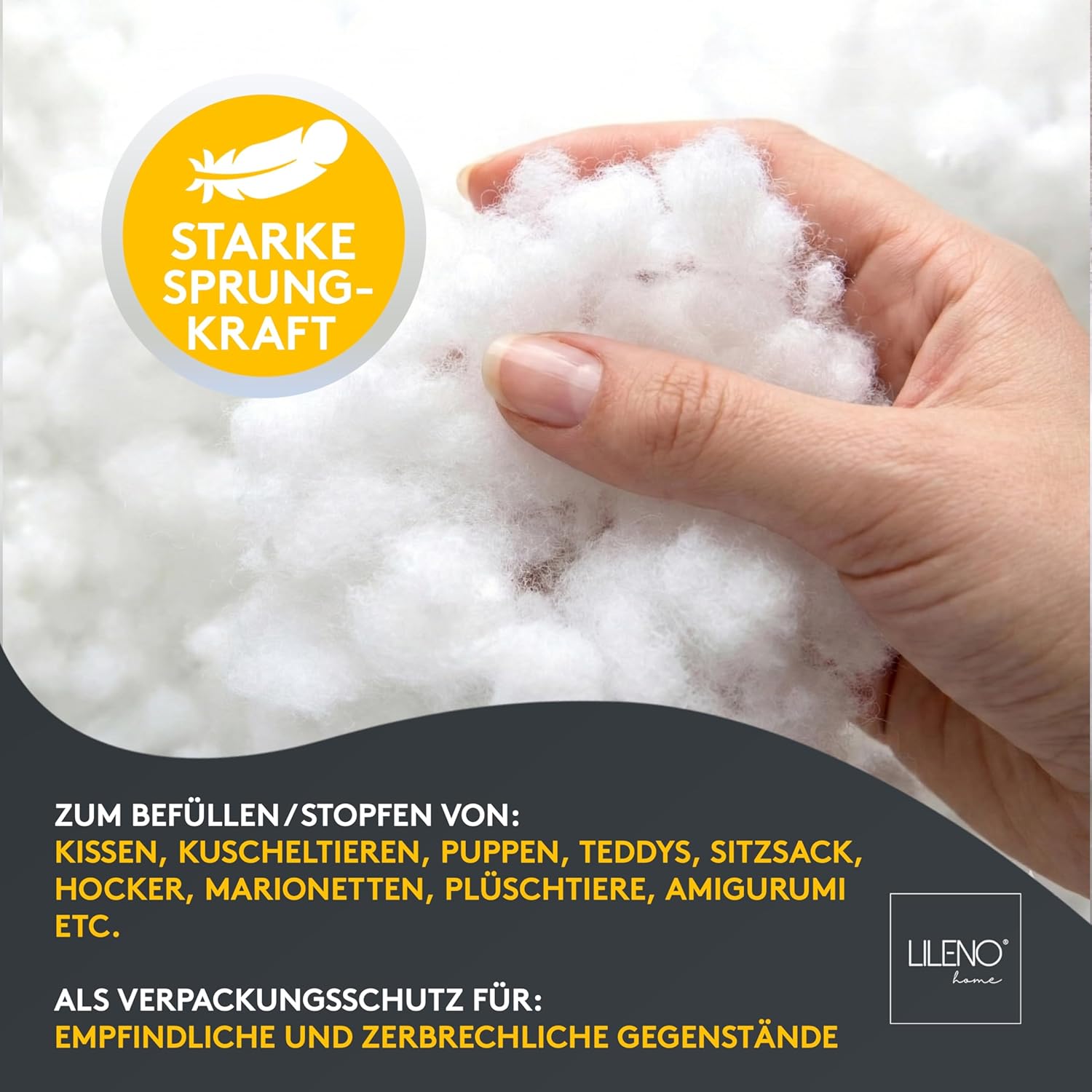 Thumbnail 4 de LILENO HOME Füllwatte 500 g im Vlies-Beutel – Füllmaterial & Bastelwatte, waschbar bis 95 °C