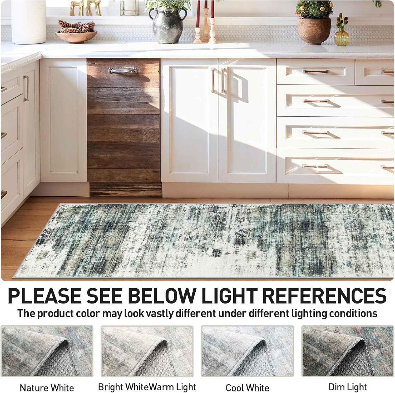 Thumbnail 4 de Gent Drizz 2'6'' x 8' Runner Rug – Washable, Modern Abstract, Non-Slip, Low-Pile Carpet
