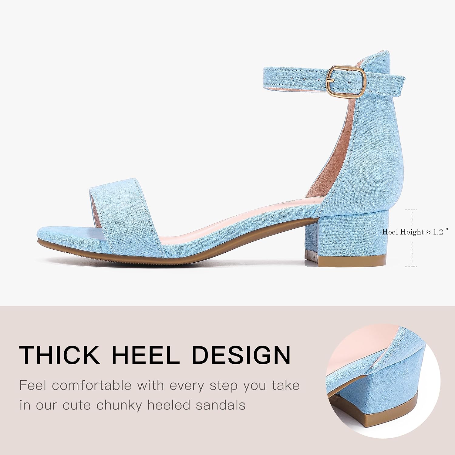 Detalle de Dufannie Girls Dress Sandals with 1.2-Inch Low Block Heel and Adjustable Strap