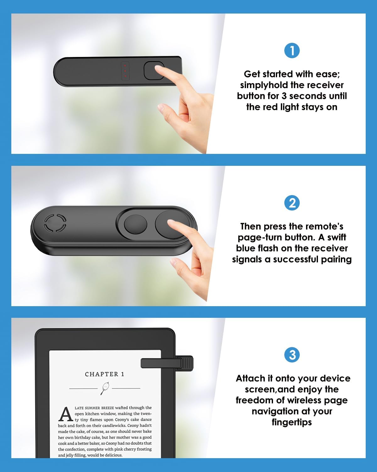 Thumbnail 3 de GEKVIVE RF Remote Control Page Turner for Kindle Paperwhite Scribe & Tablets (Black)