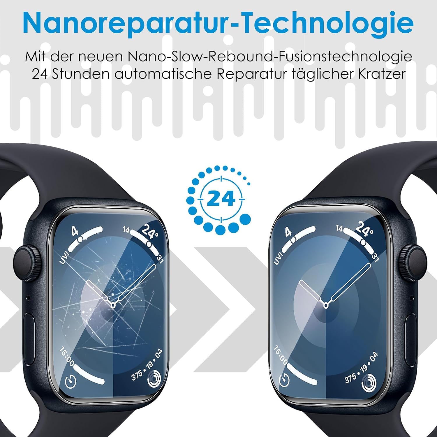 Thumbnail 3 de UniqueMe Schutzfolie für Apple Watch Series 9/8/7 (45 mm) – 8 Stück, flexible TPU, blasenfreie Vollabdeckung