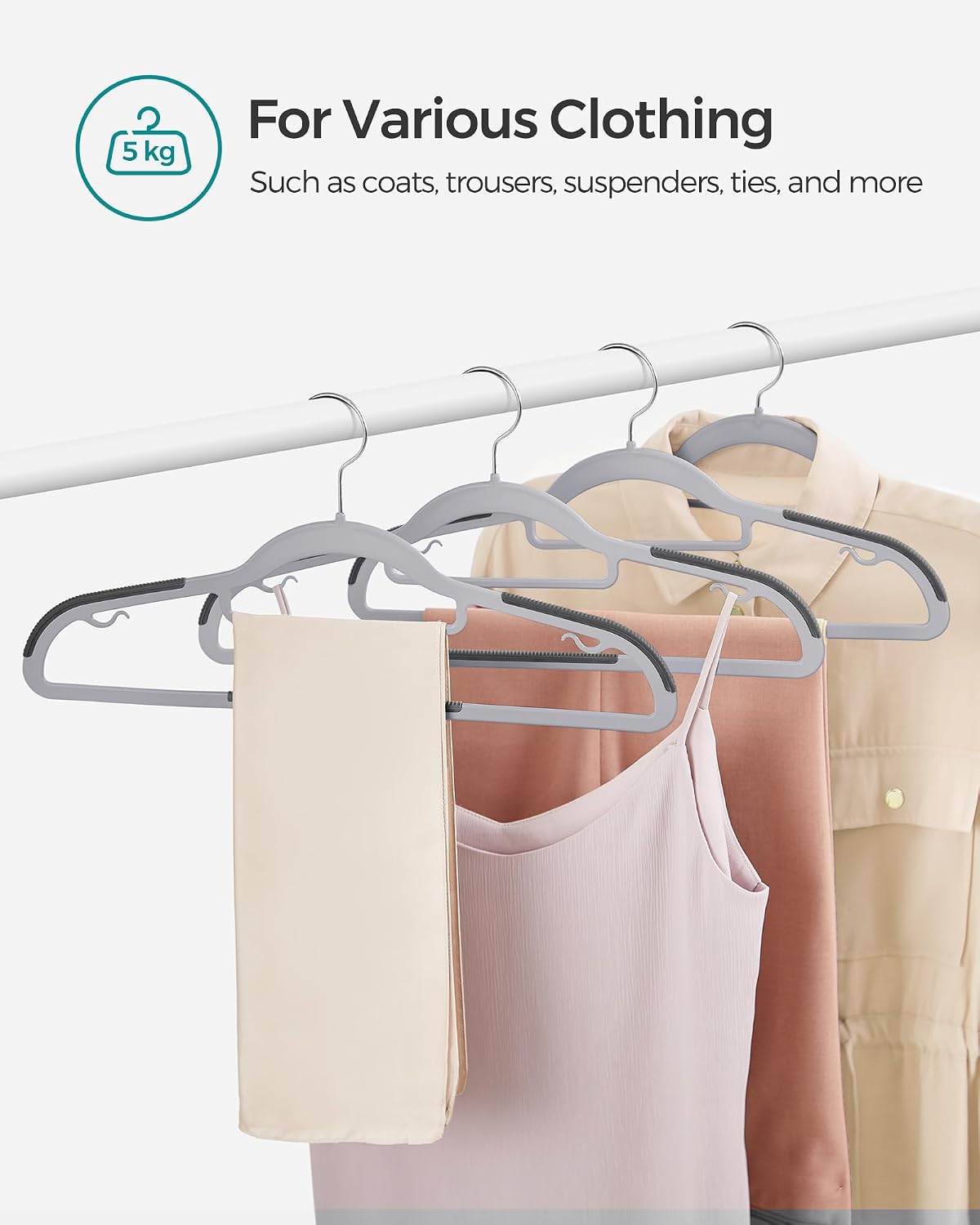Thumbnail 6 de SONGMICS Breanna Collection CRP20G50 Plastic Coat Hangers, 50-Pack, Slim Non-Slip