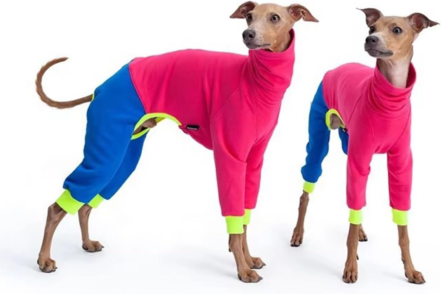 Detalle de Lightweight Italian Greyhound Jumper – Whippet fleece jumpsuit with windproof turtleneck (Hot Pink, 5XL)