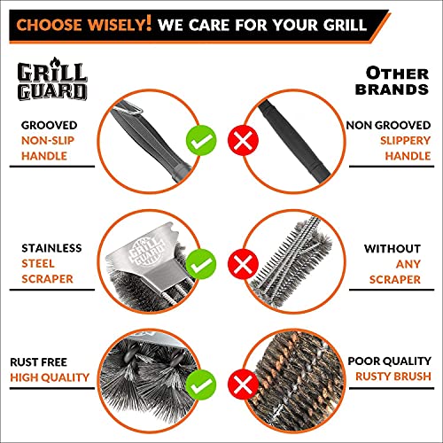 Thumbnail 3 de Grill Guard 18'' Premium Stainless Steel Grill Cleaning Brush & Scraper