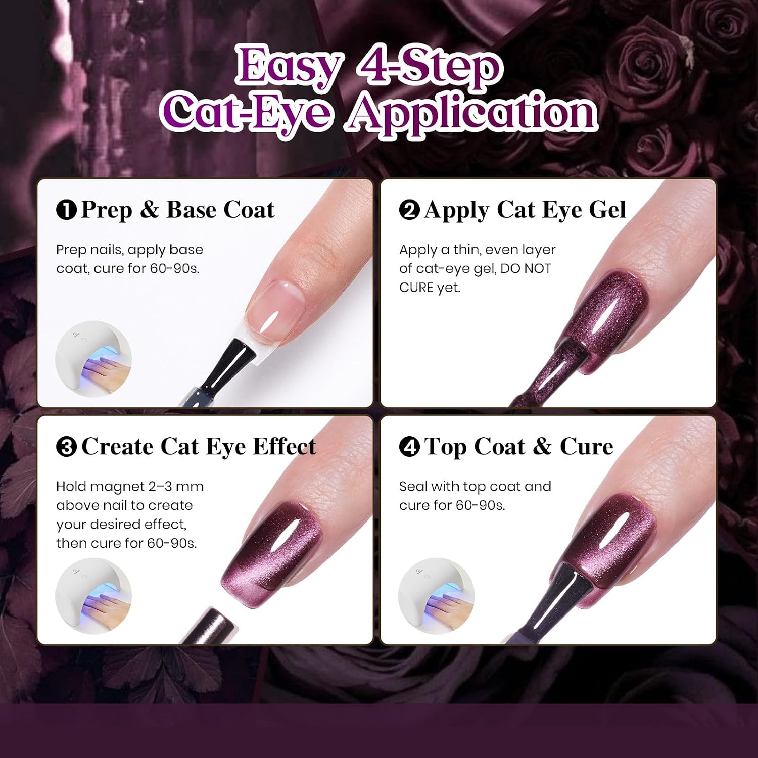 Thumbnail 6 de Beetles Deep Purple Cat Eye Gel Polish, 15 mL Mystic Plum Magnetic Gel