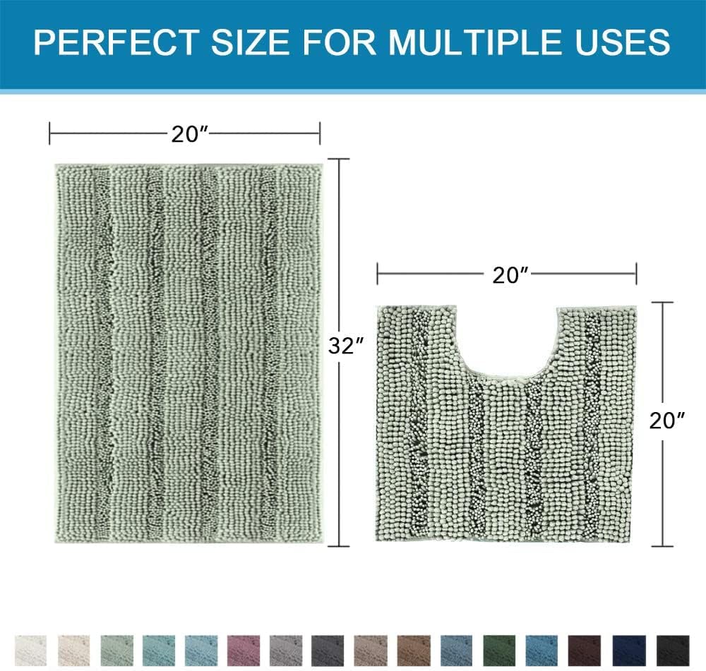 Thumbnail 1 de H.VERSAILTEX Bath Rug Set 2-Piece 20" x 32" + 20" x 20"