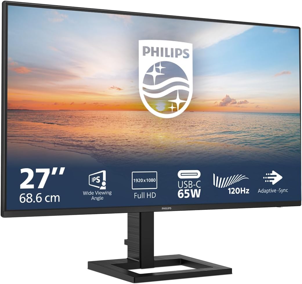 Detalle de Philips 27E1N1600AE: 27-inch QHD monitor with built-in speakers, HDR, and USB‑C Power Delivery