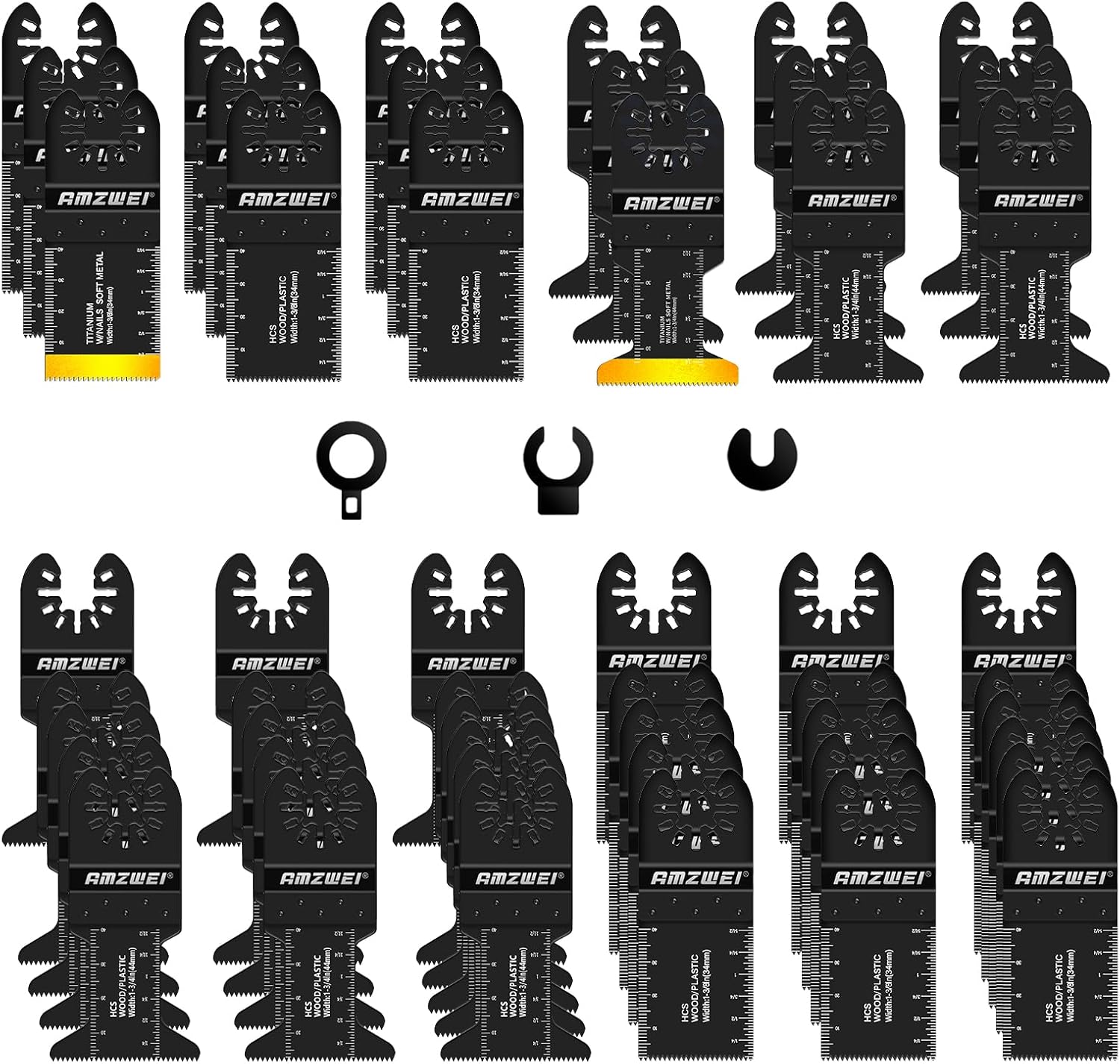 50PCS Titanium Multi Tool Blades Kit for Oscillating Multi Tools (Universal, Quick Release)