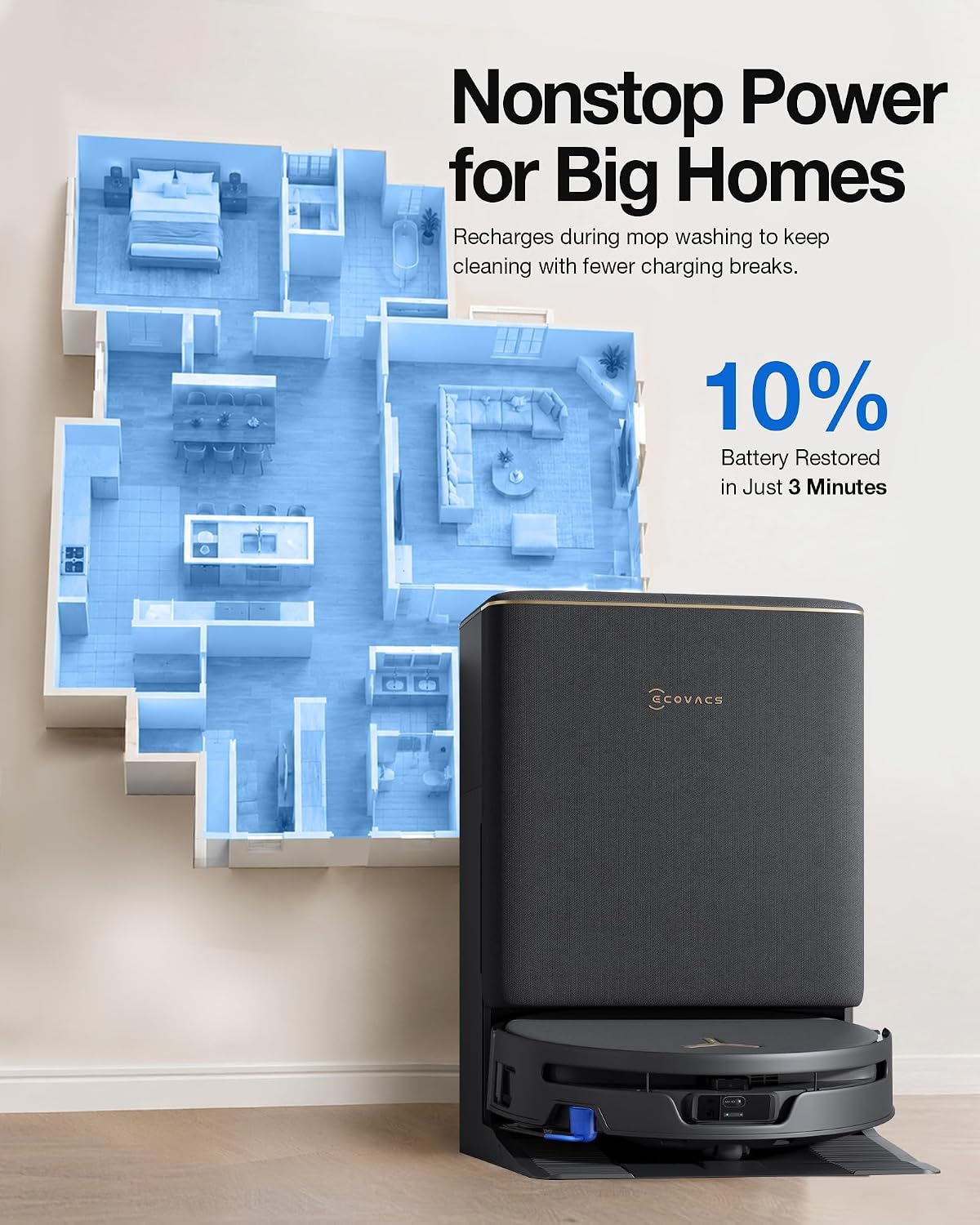 Detalle 2 de ECOVACS DEEBOT T90S PRO OMNI Robot Vacuum and Mop, 40,000Pa, OZMO Roller 3.0