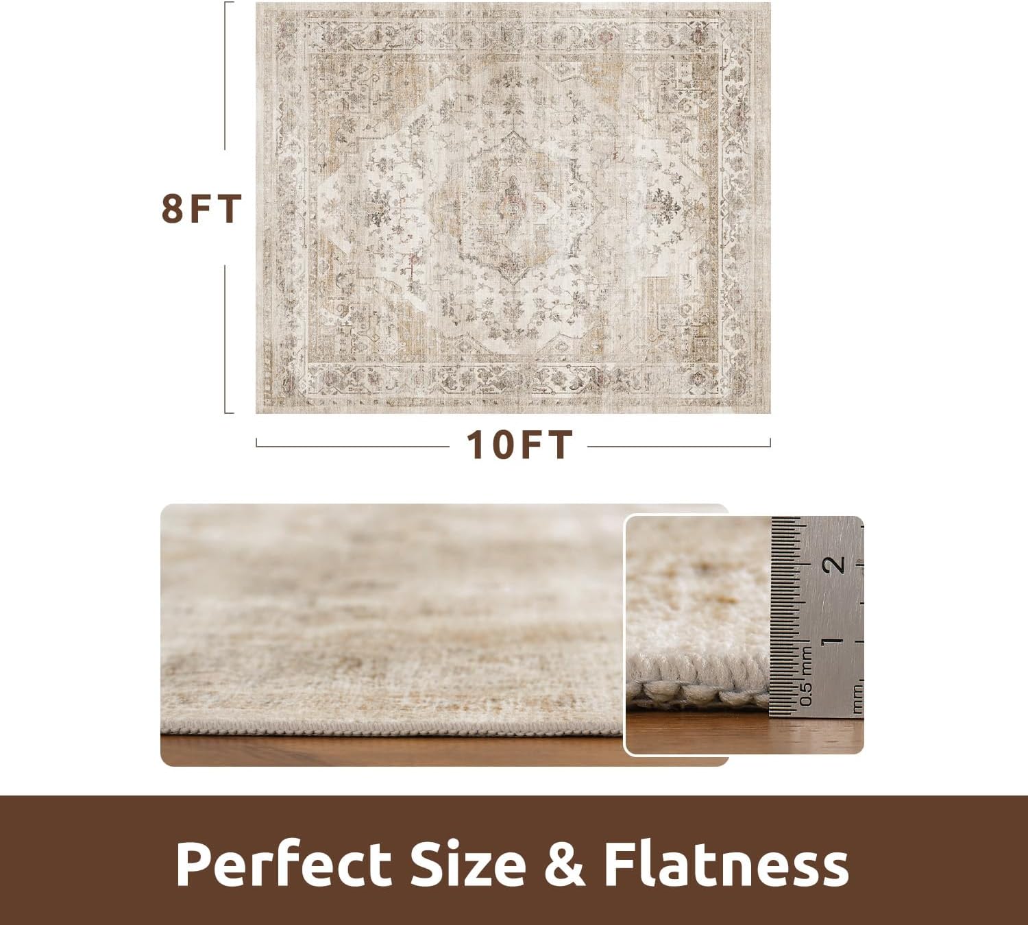Detalle 2 de AMOAMI Area Rug 9x12 Vintage Soft Beige carpet