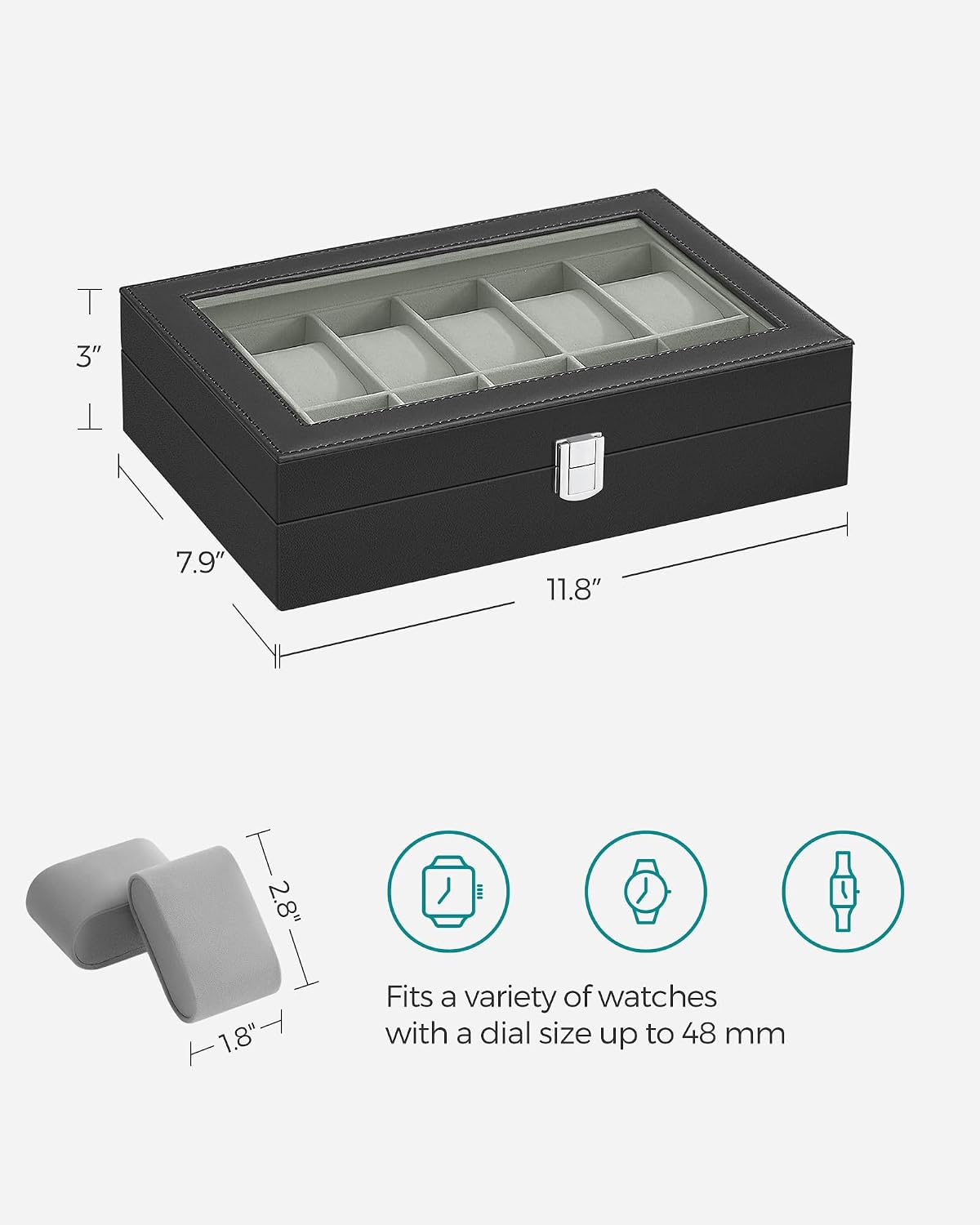 Thumbnail 5 de SONGMICS JWB12BK watch box 12-slot