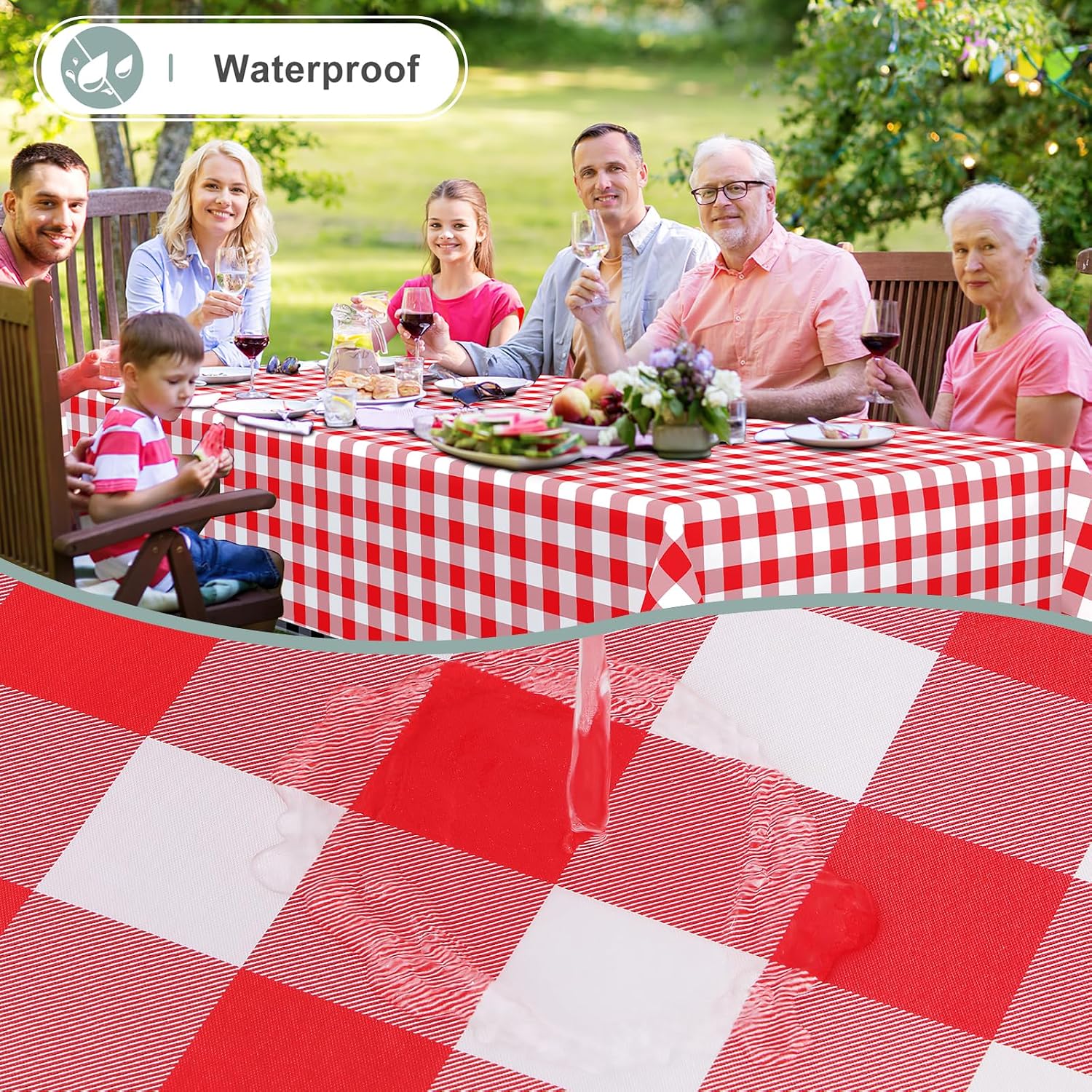 Thumbnail 1 de misaya Rectangle Waterproof Vinyl Table Cloth (60" x 120") with Buffalo Flannel Backing