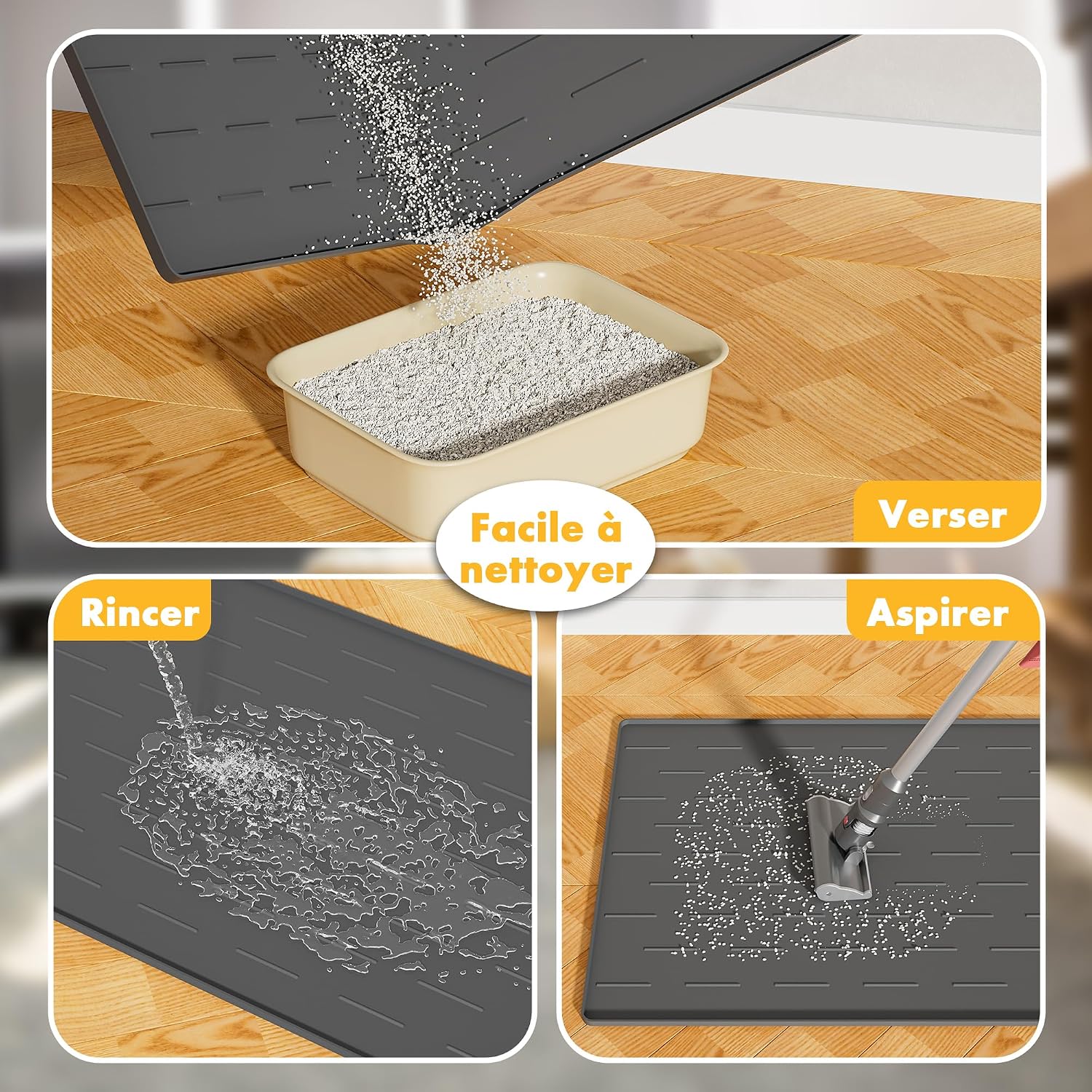 Thumbnail 6 de Tapis Litière XXL Pieviev pour Chat – 86x56 cm, Silicone, Anti-Urine, Lavable