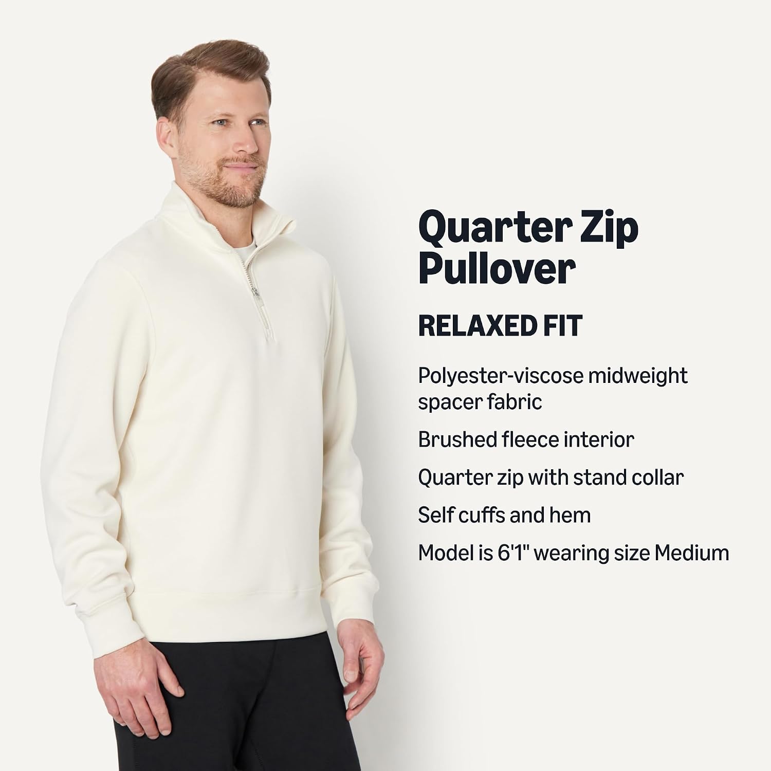 Detalle de Amazon Essentials Men's Active Sweat Relaxed-Fit Quarter Zip Pullover Sweatshirt